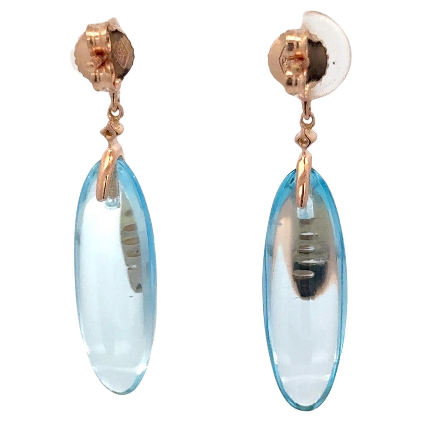 Contemporaneo Orecchini a goccia con diamanti Sky Blue Topaz 20,97 CTTW in oro rosa 18 carati in vendita