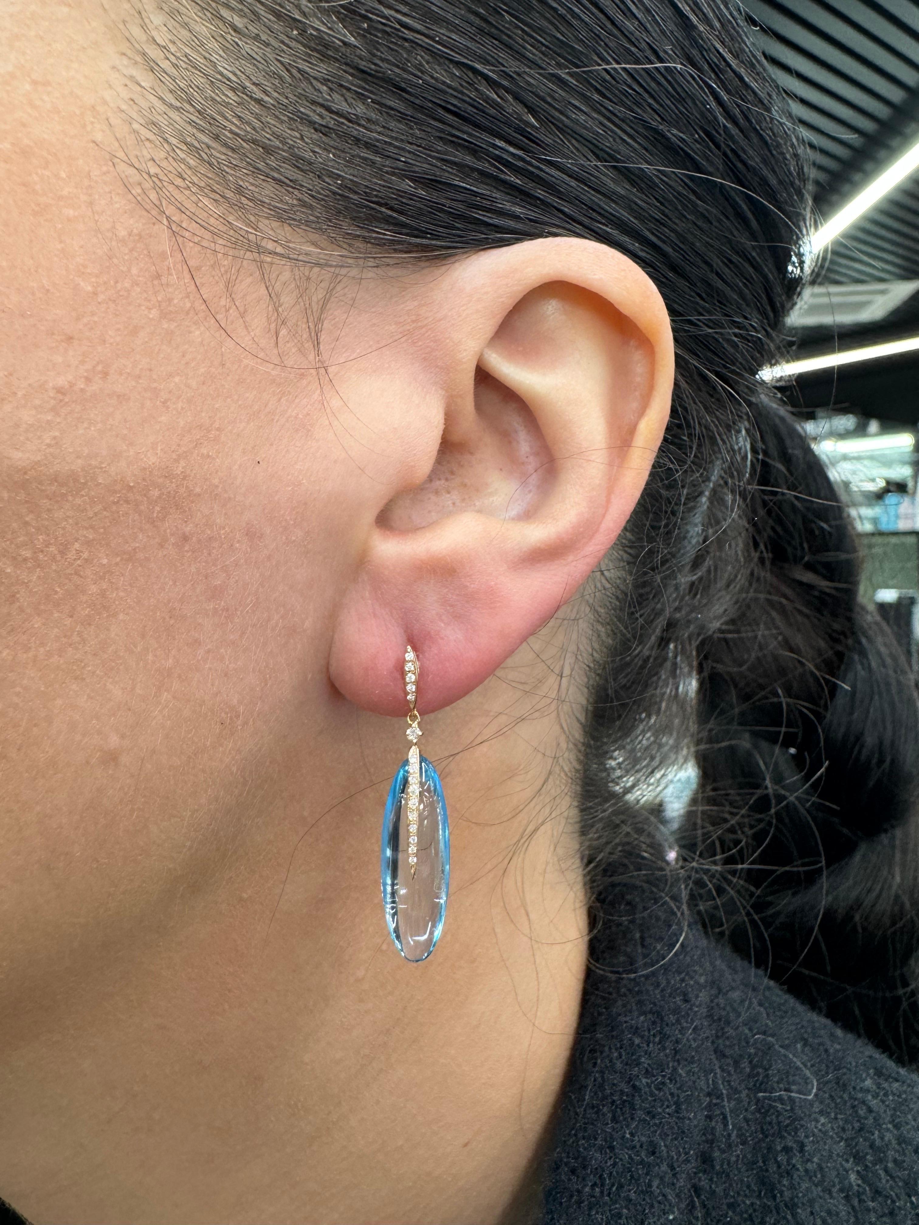 Donna Orecchini a goccia con diamanti Sky Blue Topaz 20,97 CTTW in oro rosa 18 carati in vendita