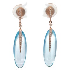 Sky Blue Topaz Diamond Drop Earrings 20.97 CTTW 18 Karat Rose Gold