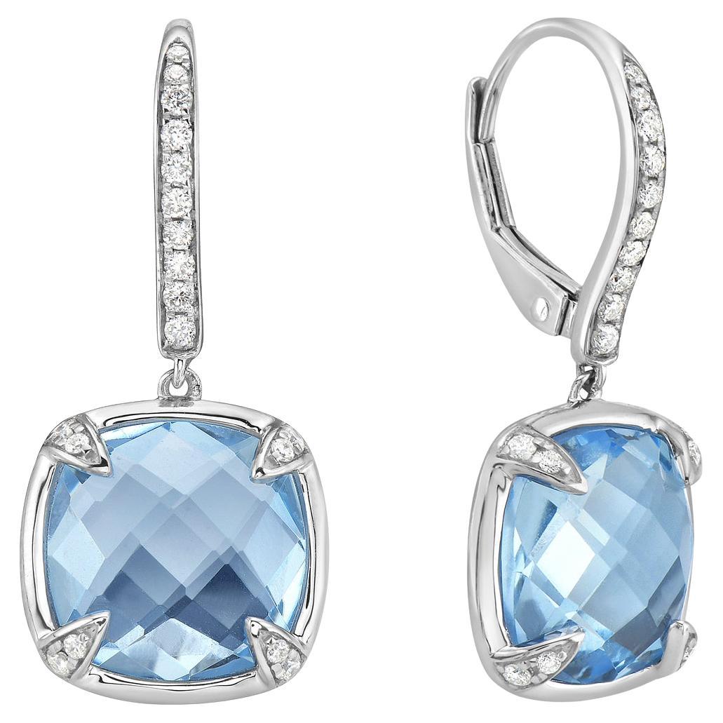 Sky Blue Topaz Diamond Earrings For Sale