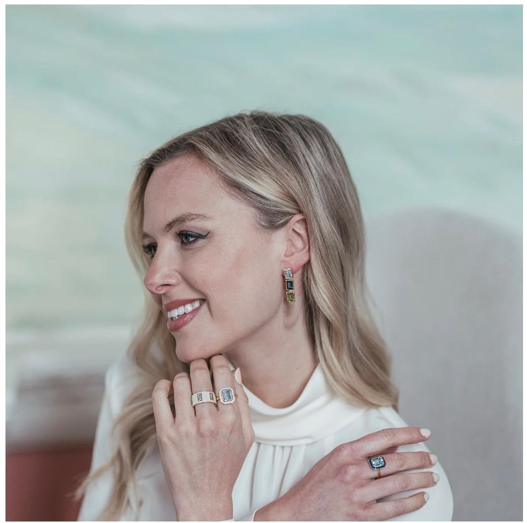 A magical combination of gemstones. These 3 Drop Earrings from our Aurora Collection feature three of our most popular gemstones, Sky Blue Topaz, London Blue Topaz and Peridot. Chosen to embody the ever changing colours of the Northern Lights, this