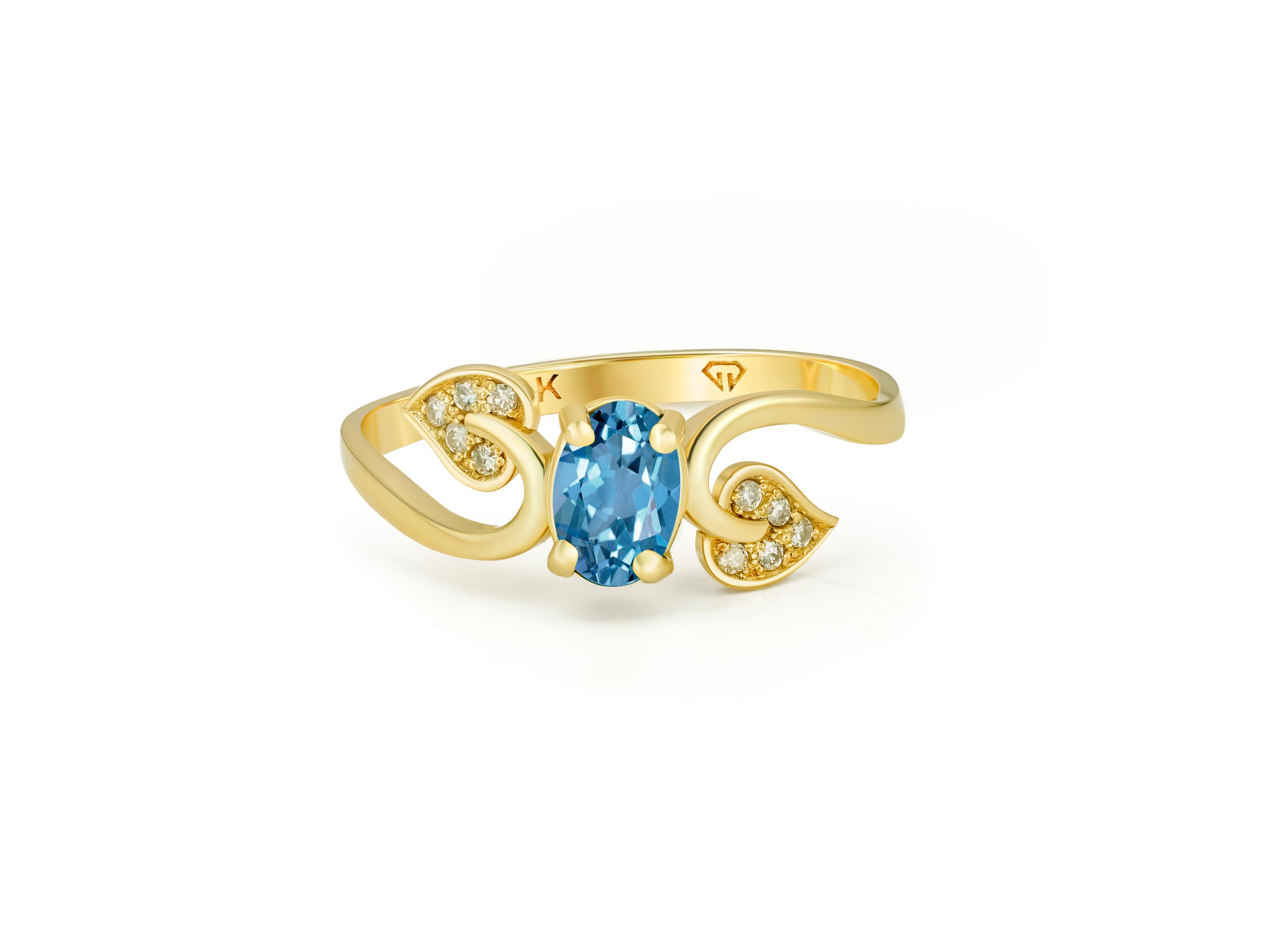 For Sale:  Sky Blue Topaz Ring, Genuine Topaz 14k Gold Ring 3