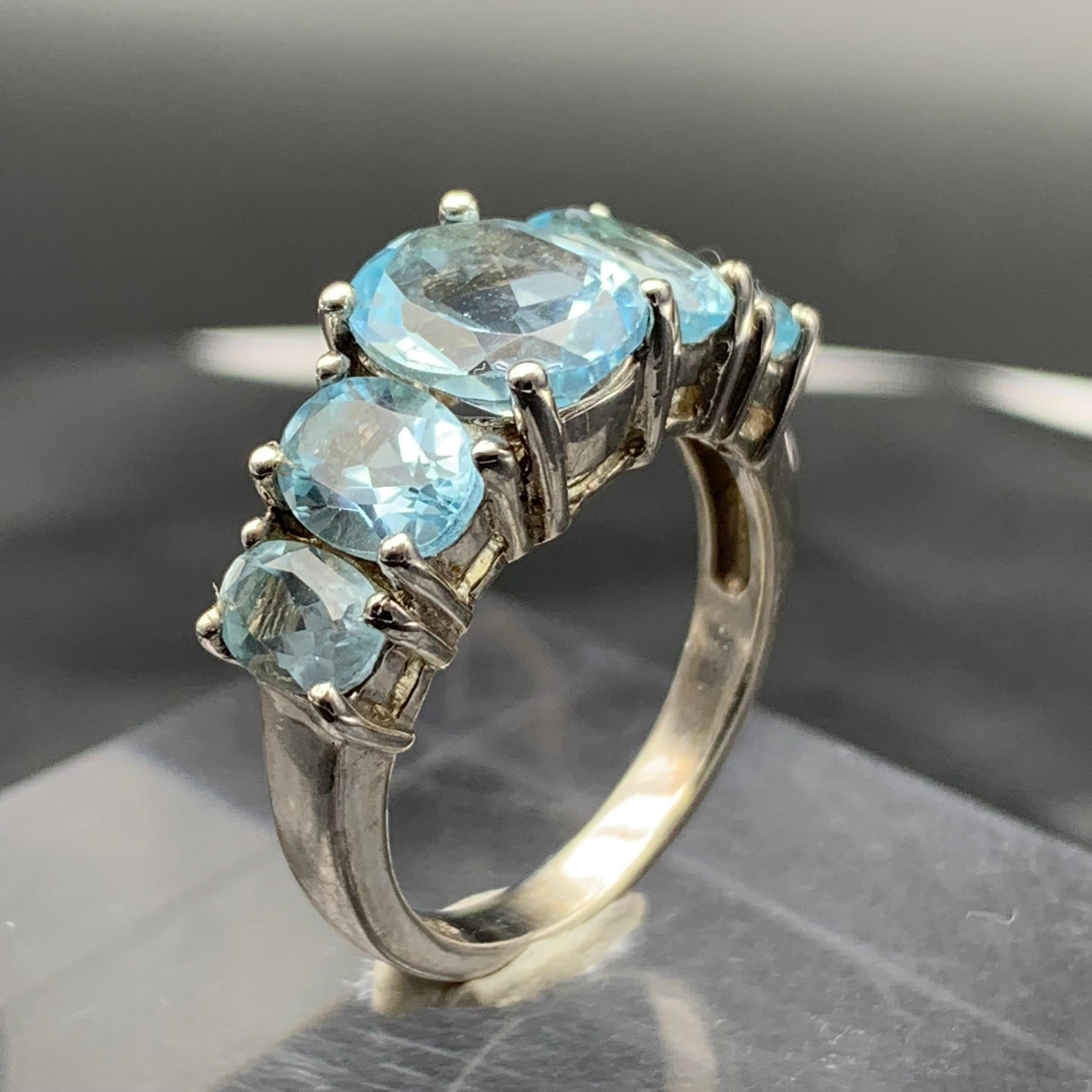 Anello Topazio Blu Sky Gemma Naturale Argento 925 Misura 7 In condizioni Nuovo in vendita a Peshawar, PK