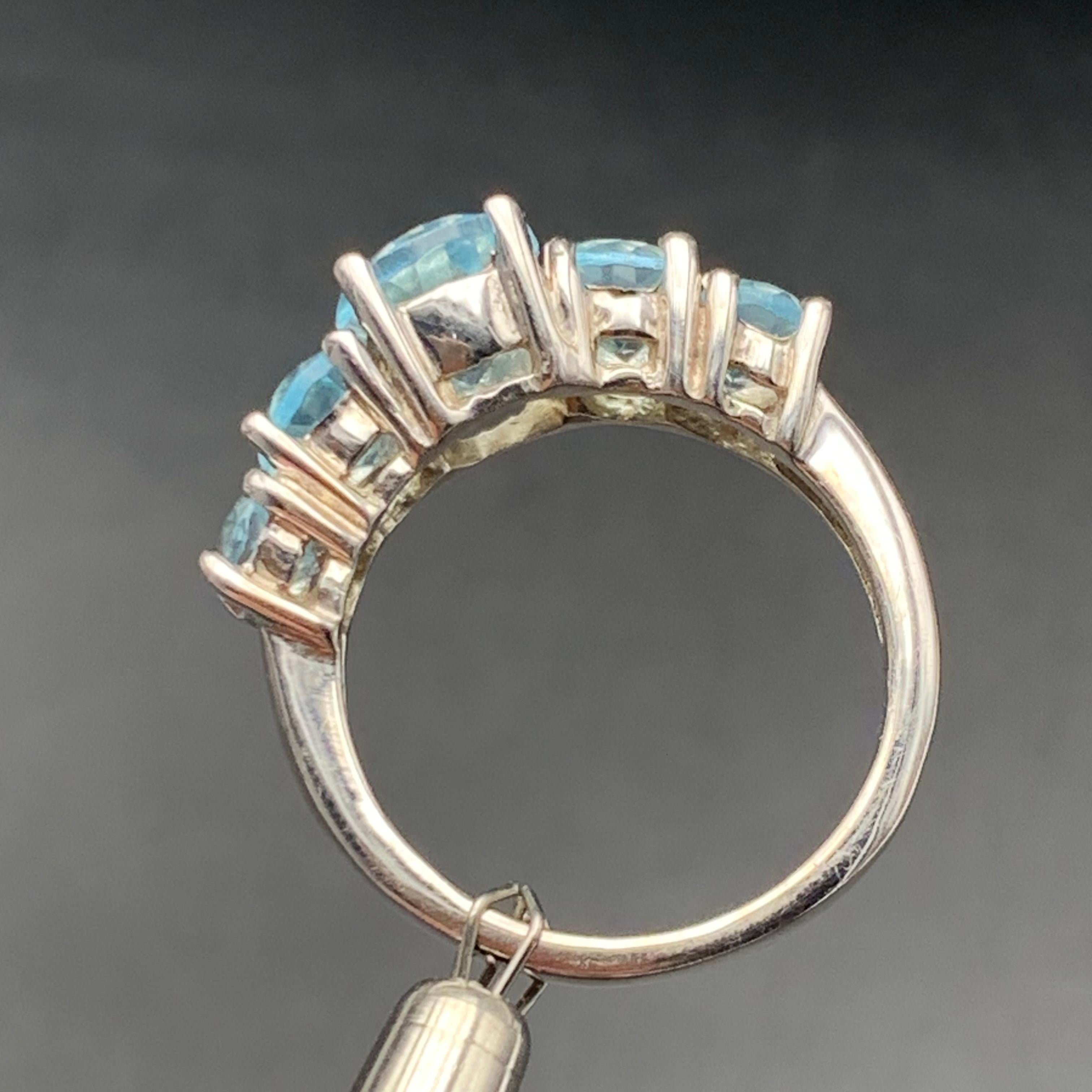 Donna Anello Topazio Blu Sky Gemma Naturale Argento 925 Misura 7 in vendita