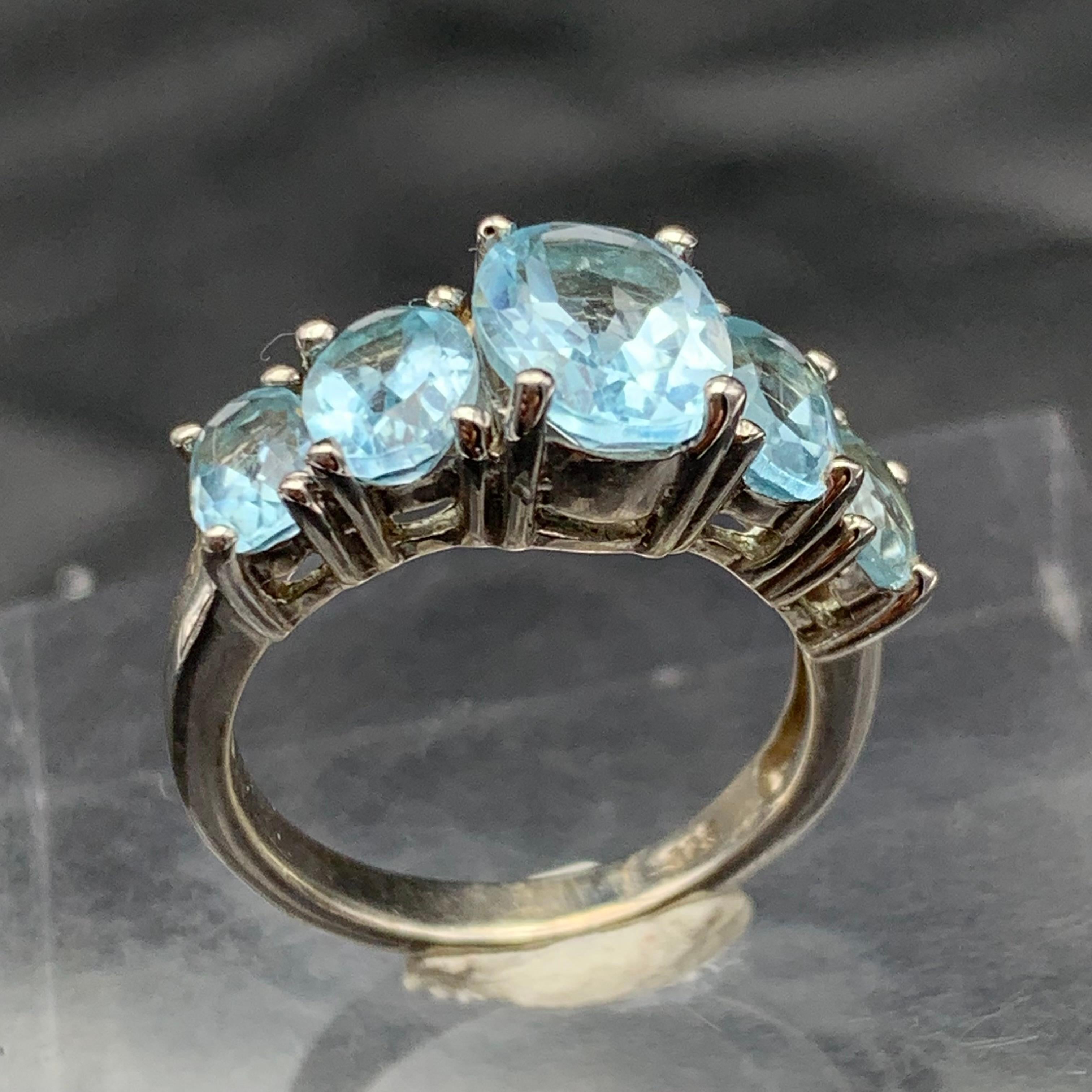 Anello Topazio Blu Sky Gemma Naturale Argento 925 Misura 7 in vendita 2