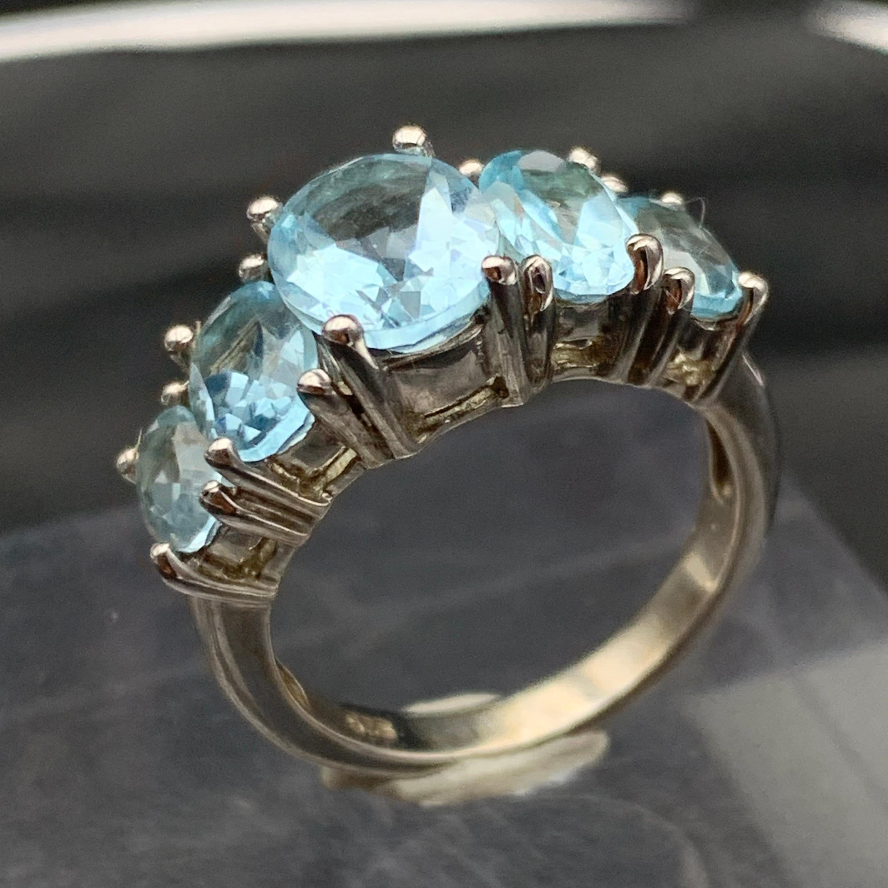 Anello Topazio Blu Sky Gemma Naturale Argento 925 Misura 7 in vendita 3