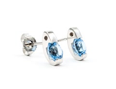 Sky Blue Topaz Stud Earrings in 14K White Gold