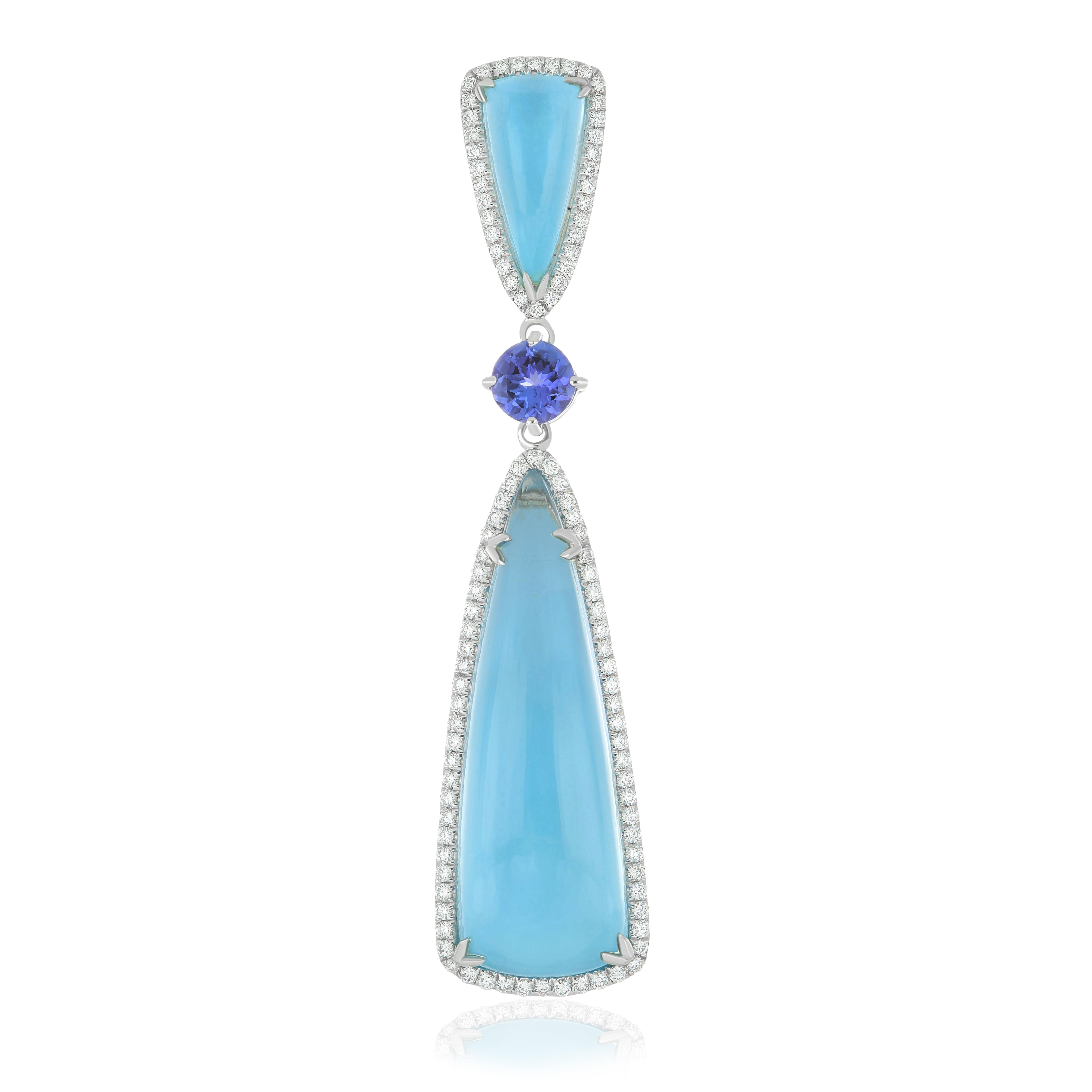 Experience the Epitome of Luxury: A Stunning Jewelry Set Crafted in 14K White Gold.

The Ring: Submerge Yourself in Opulent Splendor with a Central   9.0-Carat (approx.)Trillion-Cut Sky Blue Topaz Swathed in a Delicate Halo of Micro-Pave Diamonds