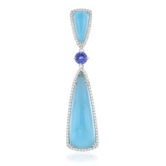Sky Blue Topaz, Tanzanite & Diamond Ring, Earring & Pendant Set in 14K Gold