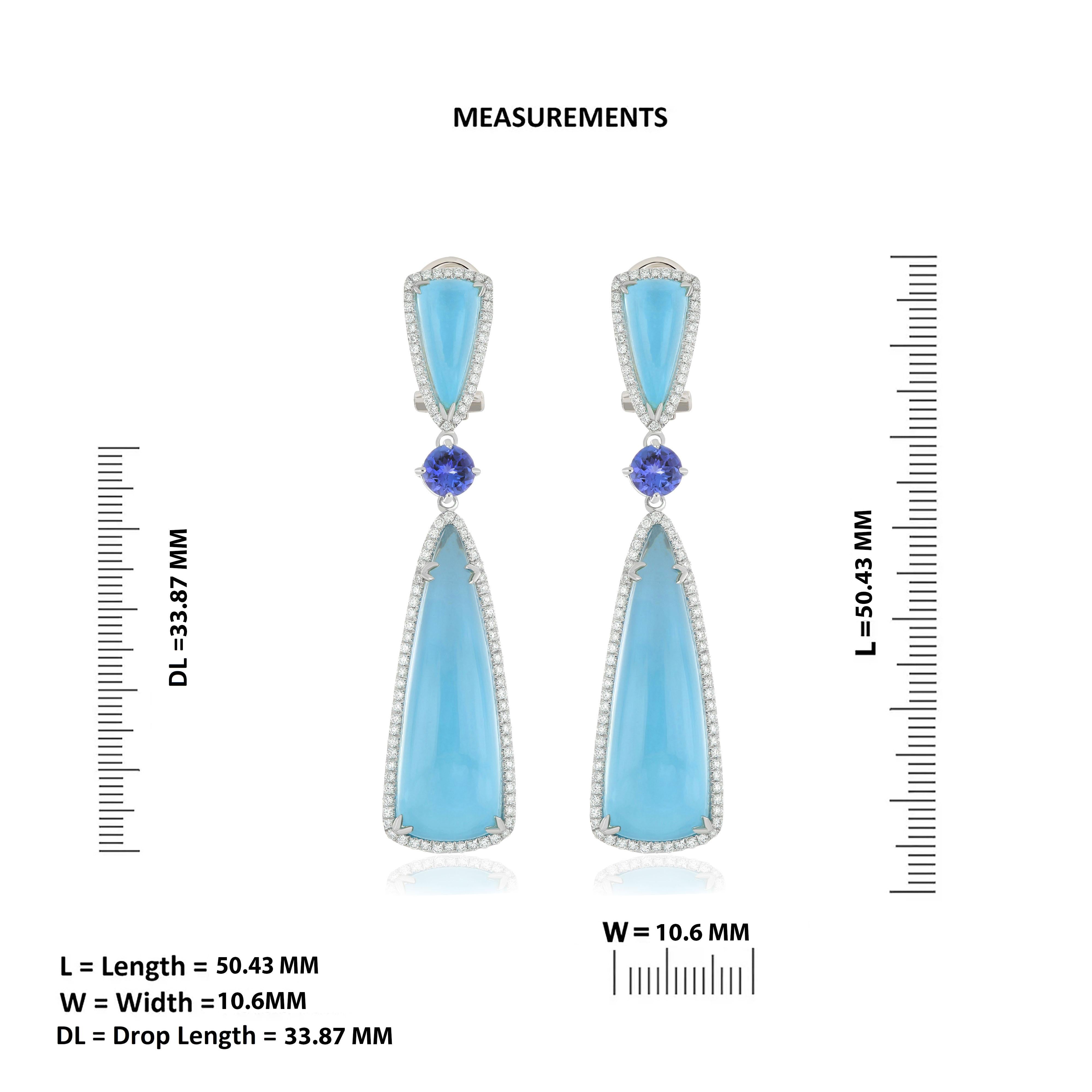 Sky Blue Topaz, Tanzanite & Diamond Ring, Earring & Pendant Set in 14K Gold For Sale 2