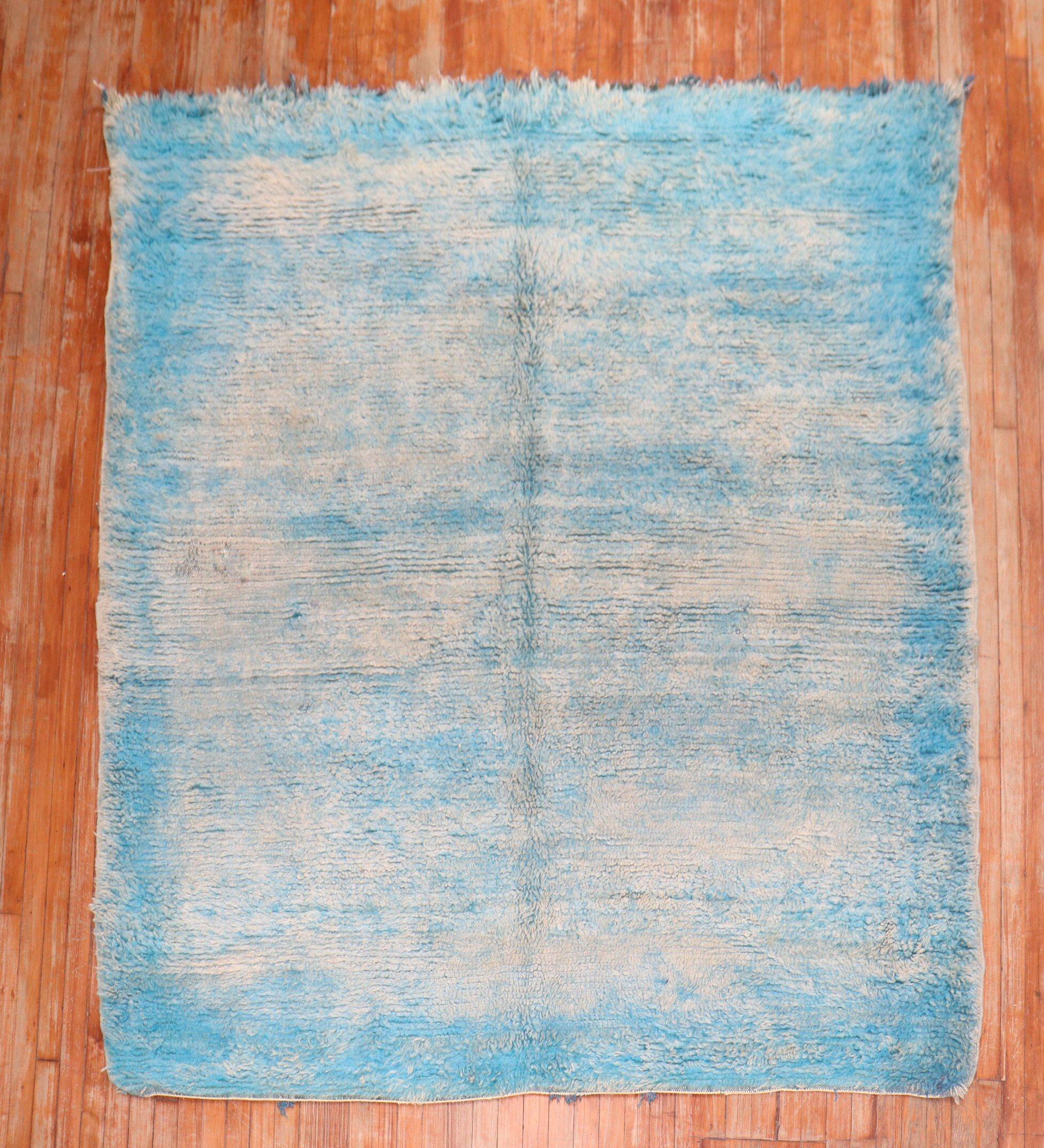 Himmelblau Vintage Marokkanischer Quadratischer Teppich im Angebot 3