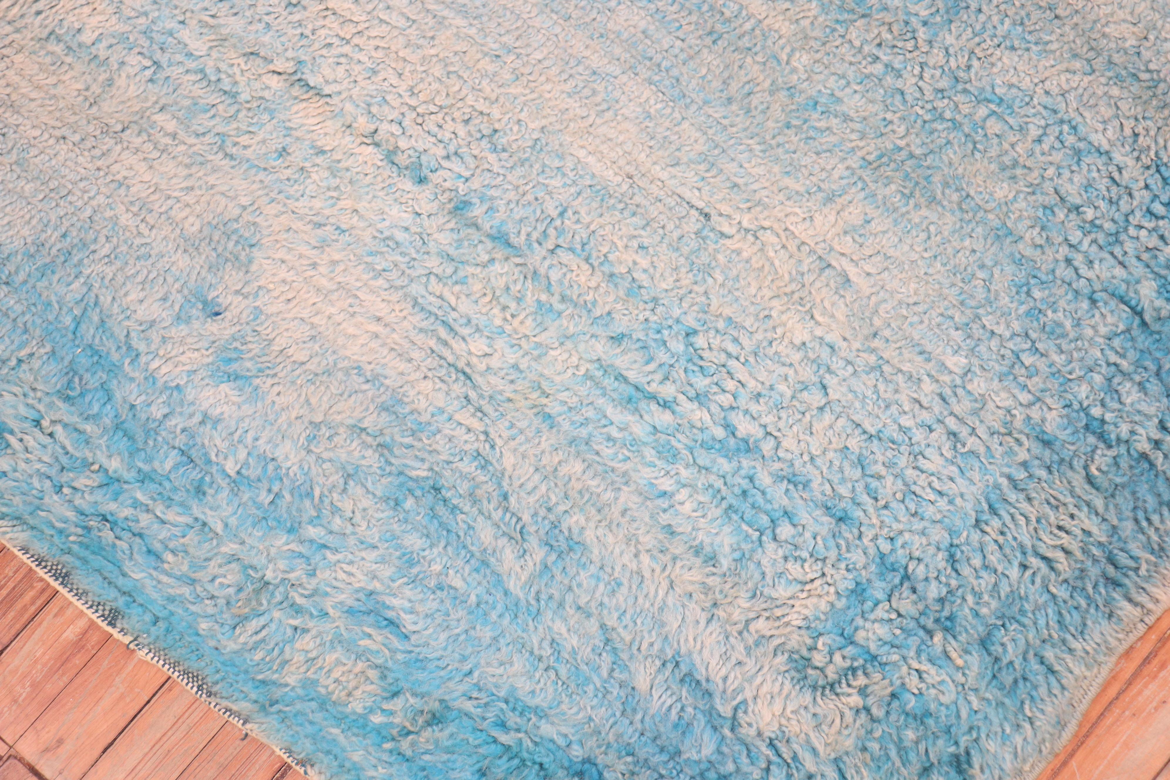 Himmelblau Vintage Marokkanischer Quadratischer Teppich im Angebot 5