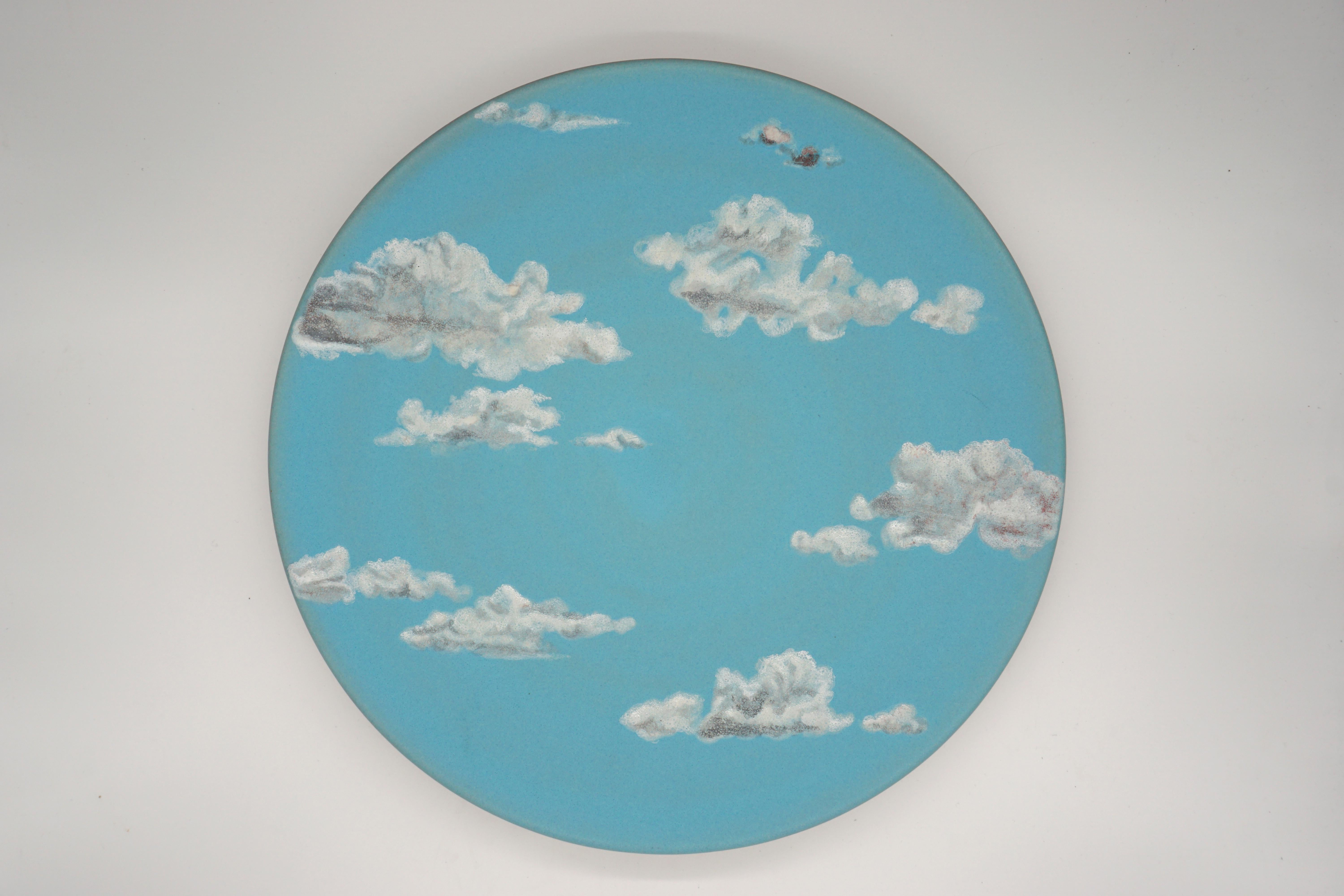 Sky Ceramic Plate Hand Painted Glazed Earthenware Italian Contemporary 1