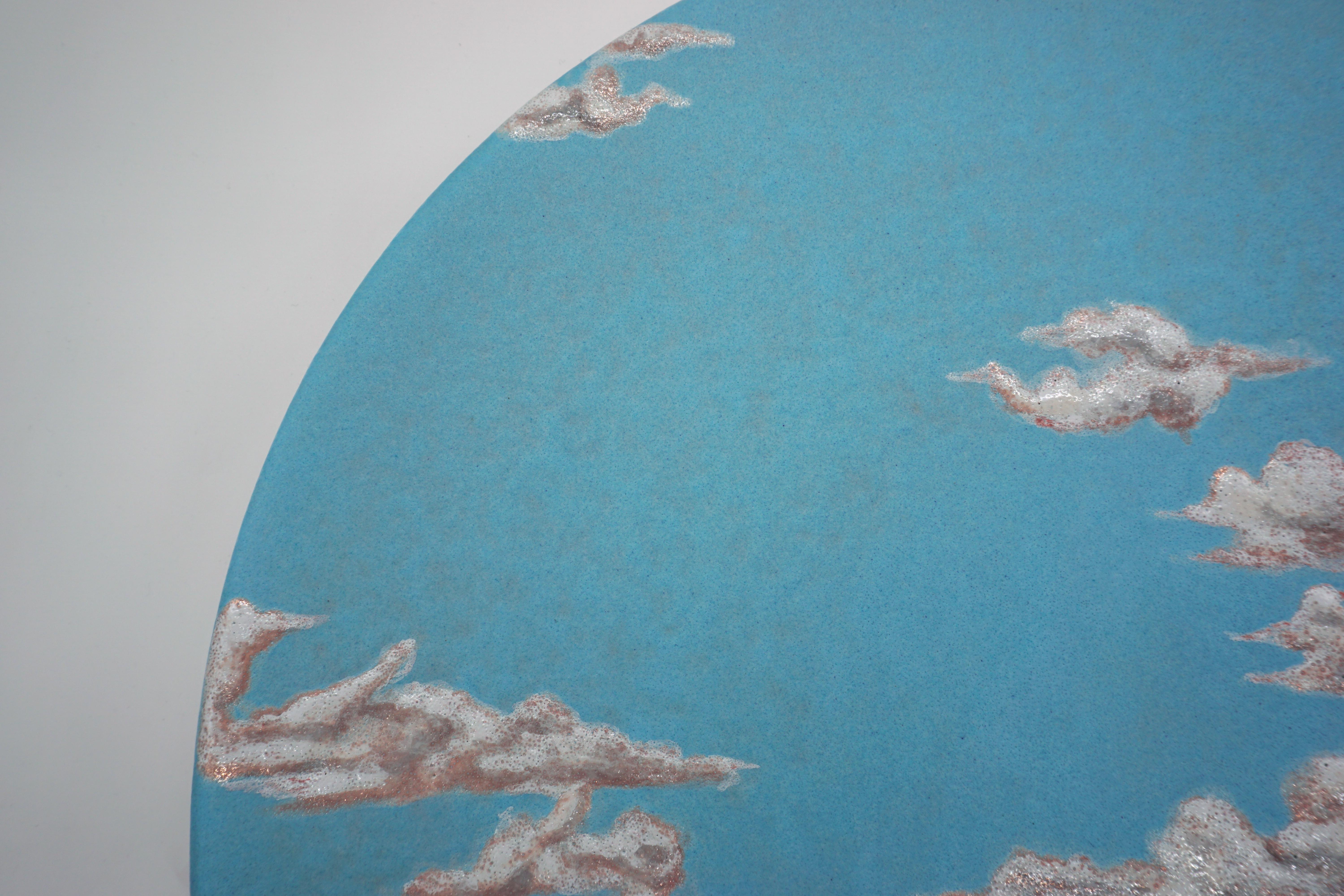 Plato de Cerámica Cielo Pintado a Mano Mayólica Esmaltada Italiana Contemporánea Siglo XXI en Nuevo Estado en London, GB
