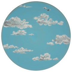 Sky Ceramic Plate Hand Painted Glazed Earthenware Italian Contemporary