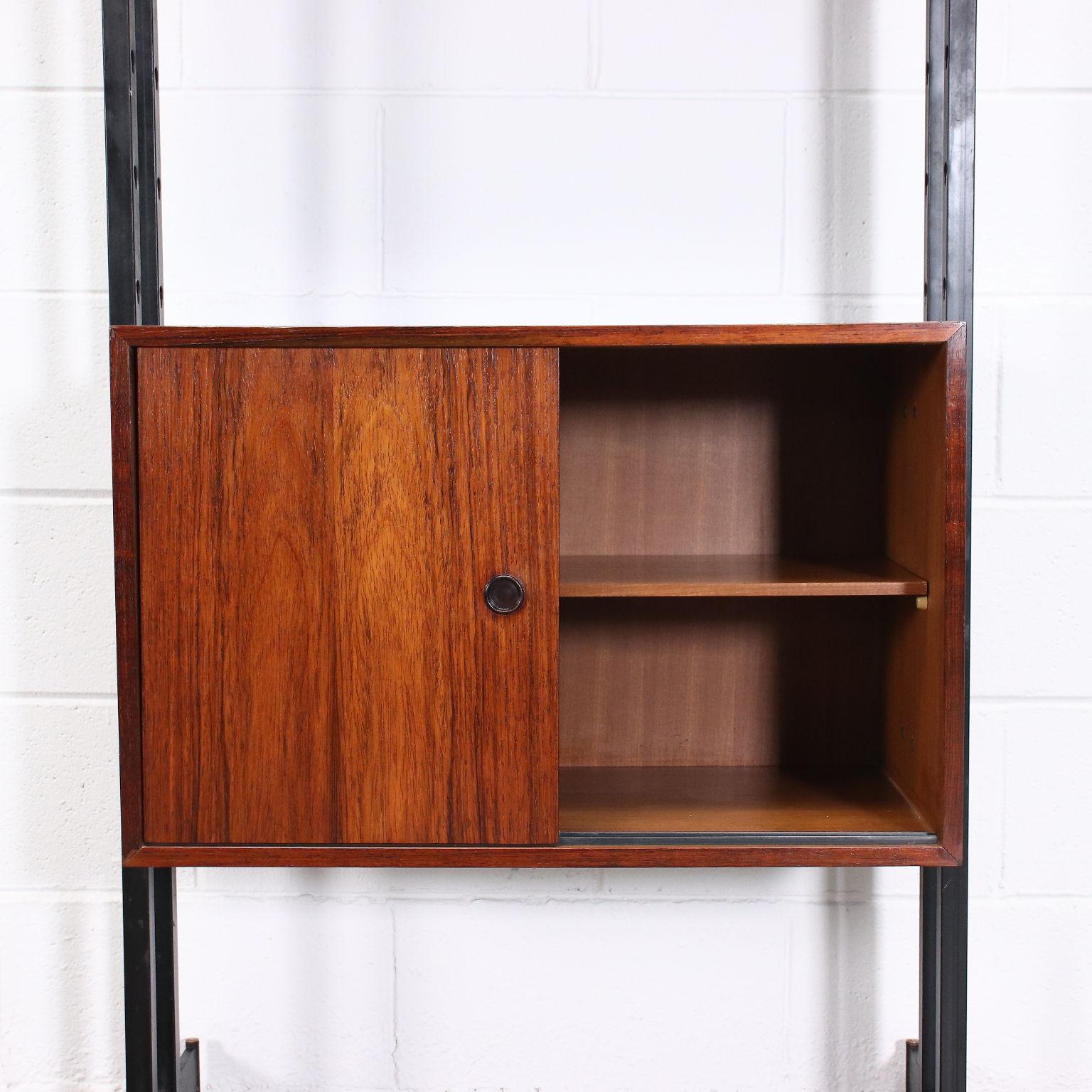 Sky Earth Bookcase Metal Brass Rosewood, Italy, 1960s In Excellent Condition In Milano, IT