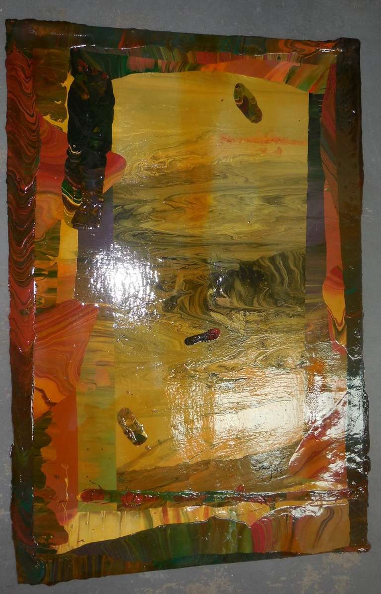 untitled in the manner of Gaetano Pesce - Brown Abstract Painting by Sky Jones (Michael Whipple)