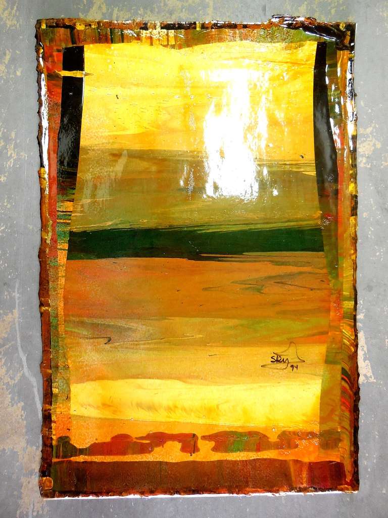 Sky Jones (Michael Whipple) Abstract Painting - Yellow Desert Vapors