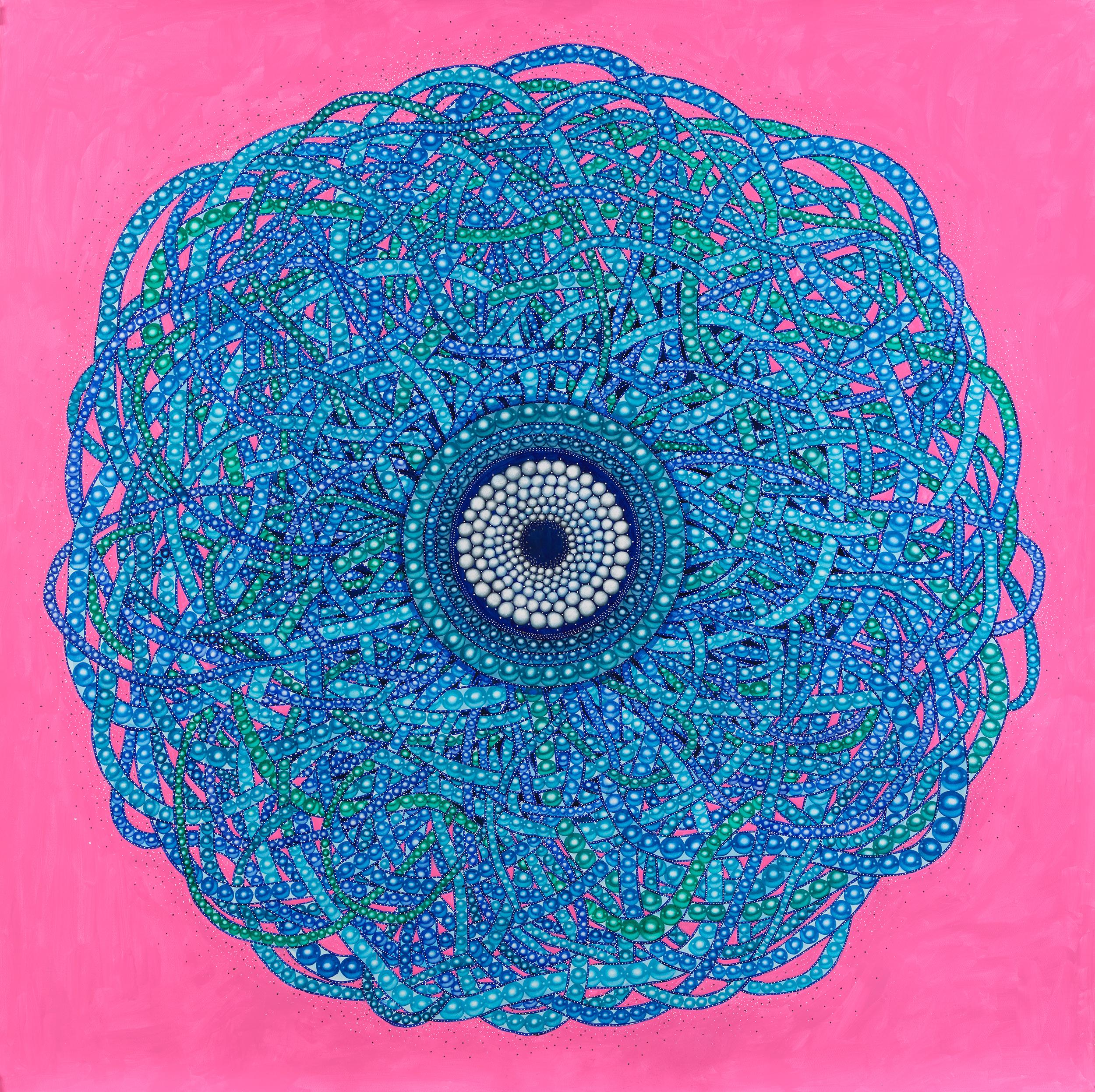 Sky Kim Abstract Painting - Spiraling Strands of Human DNA (Portal Series)