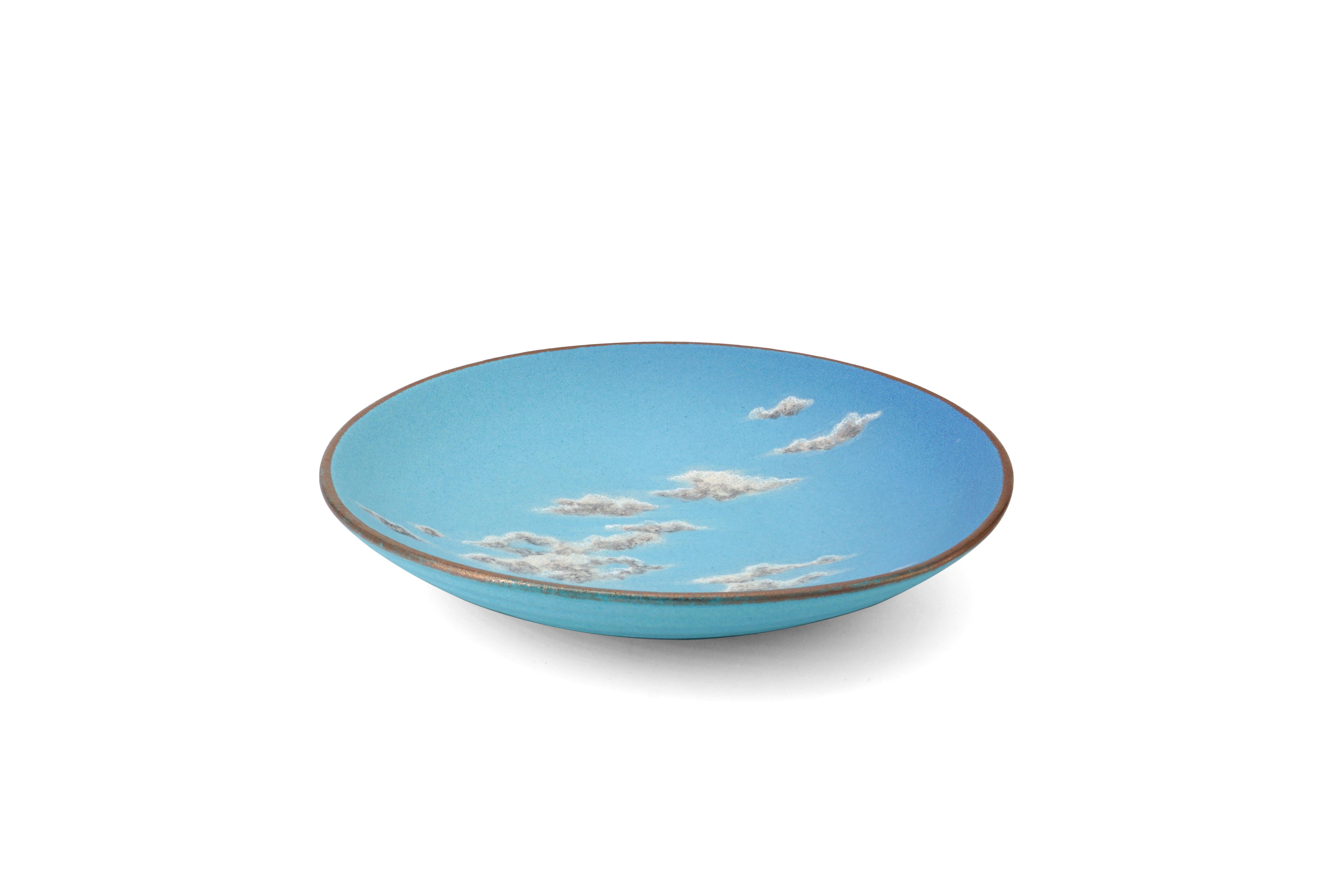 Sky Medium Ceramic Bowl Hand Painted Glazed Majolica Italian Contemporary For Sale 10