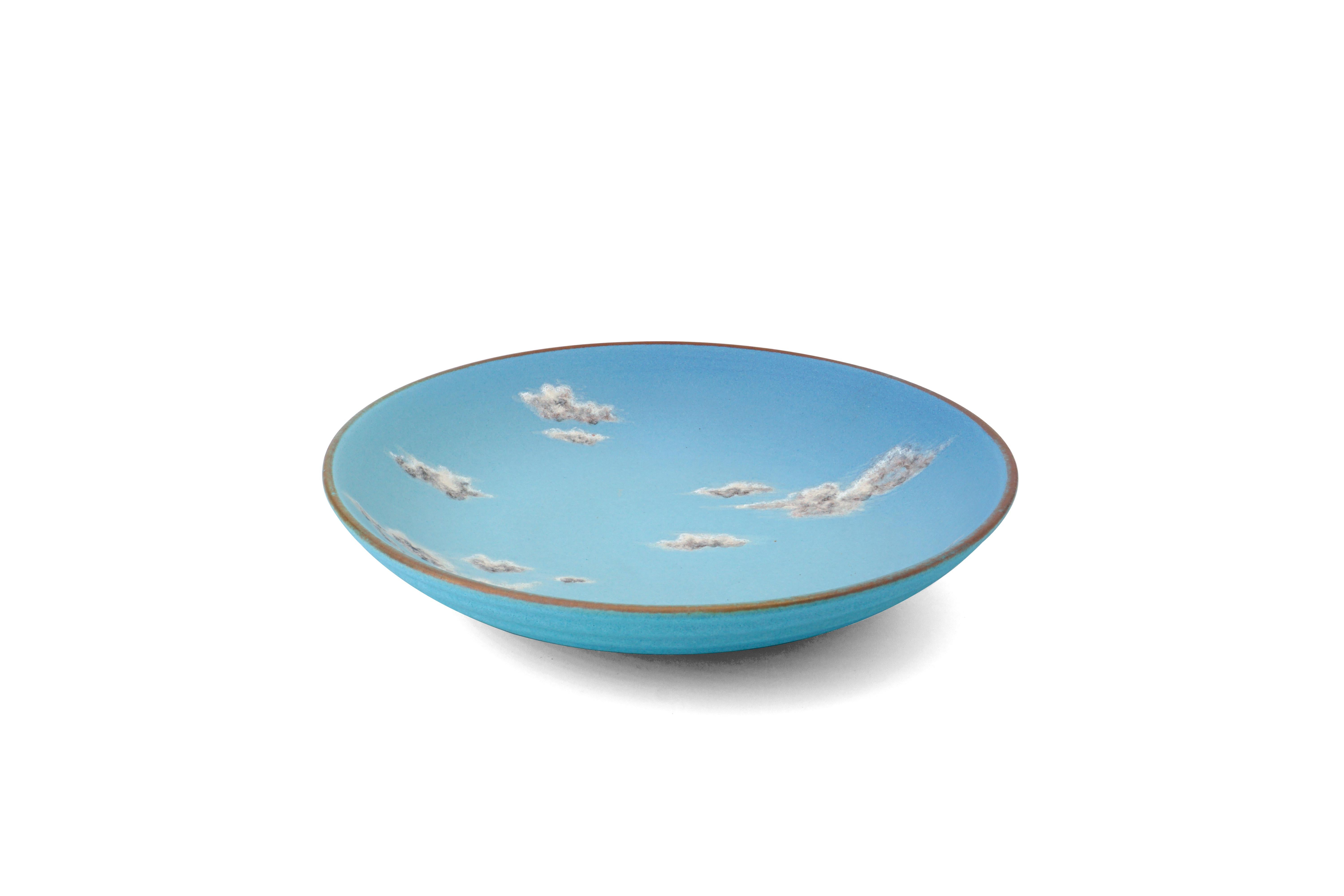 Cielo Cuenco Cerámico Mediano Pintado a Mano Mayólica Esmaltada Italiano Contemporáneo en venta 2