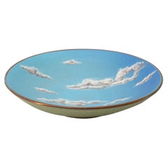 Sky Medium Ceramic Bowl Hand Painted Glazed Majolica Italian Contemporary