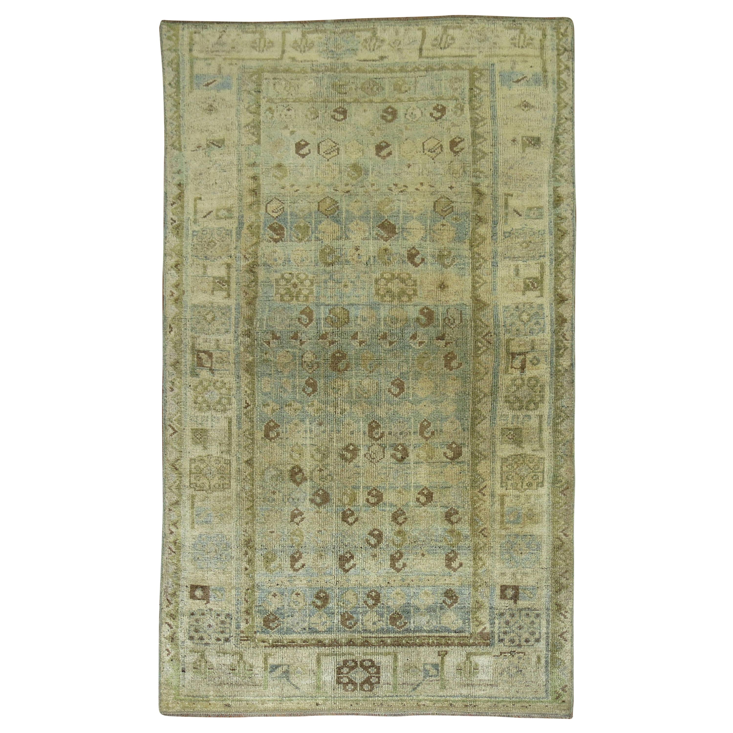 Sky Ocean Blue Persian Malayer Accent 20th Century Rugs