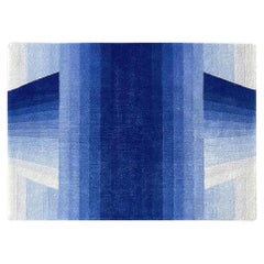 Sky Revolution Modern Geometric Rug Blue & White Silk and Wool by Jt. Pfeiffer