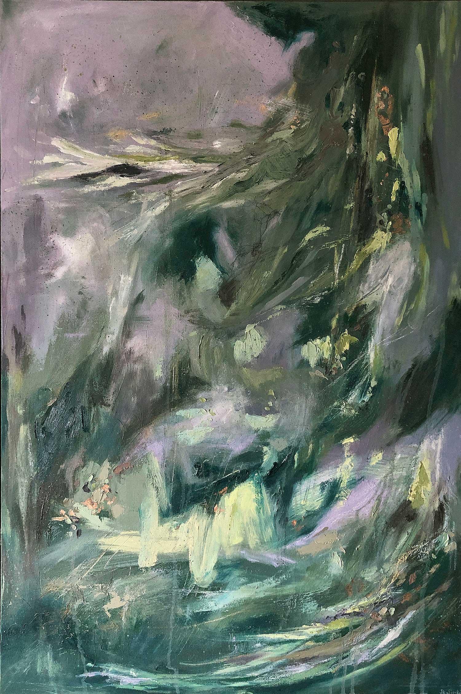 Sky Siouki Abstract Painting – Flurry, Originalgemälde, Landschaft, abstrakt