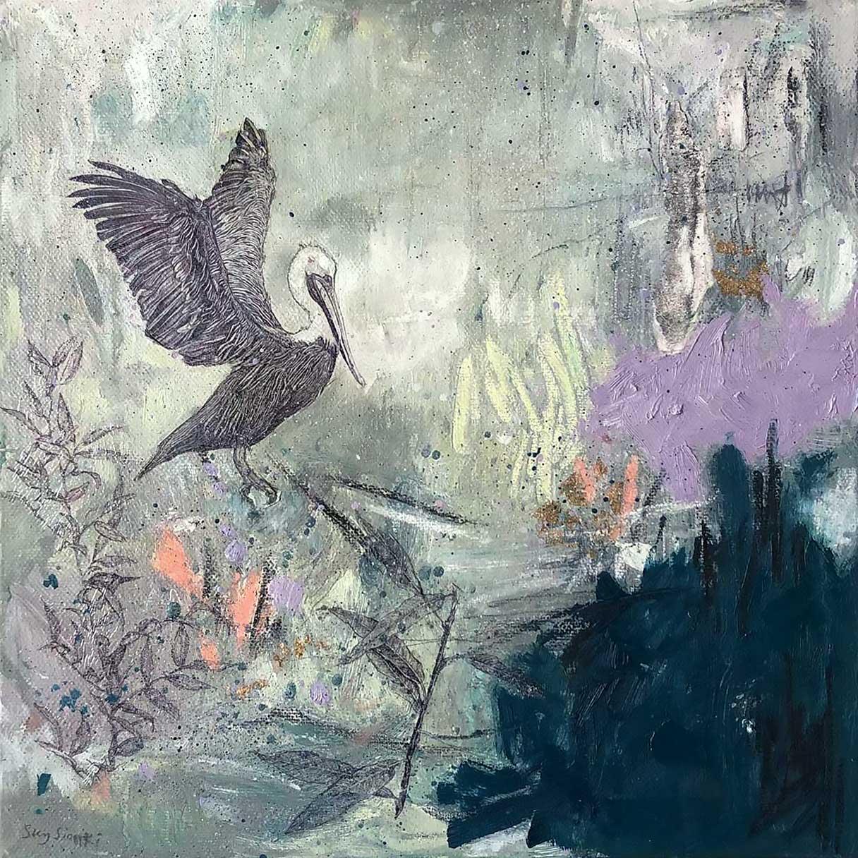 Sojourn, Originalgemälde, Landschaft, abstrakt – Painting von Sky Siouki