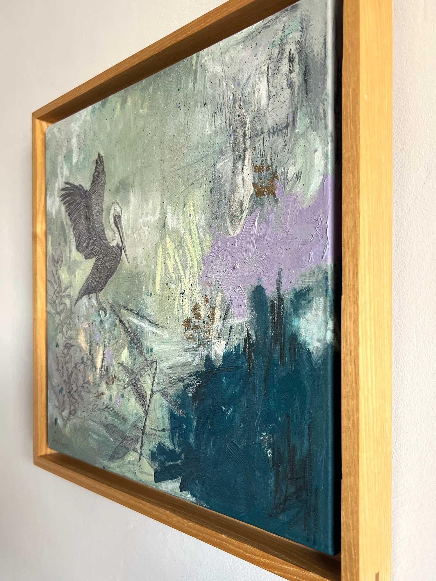 Sojourn, Originalgemälde, Landschaft, abstrakt (Grau), Abstract Painting, von Sky Siouki