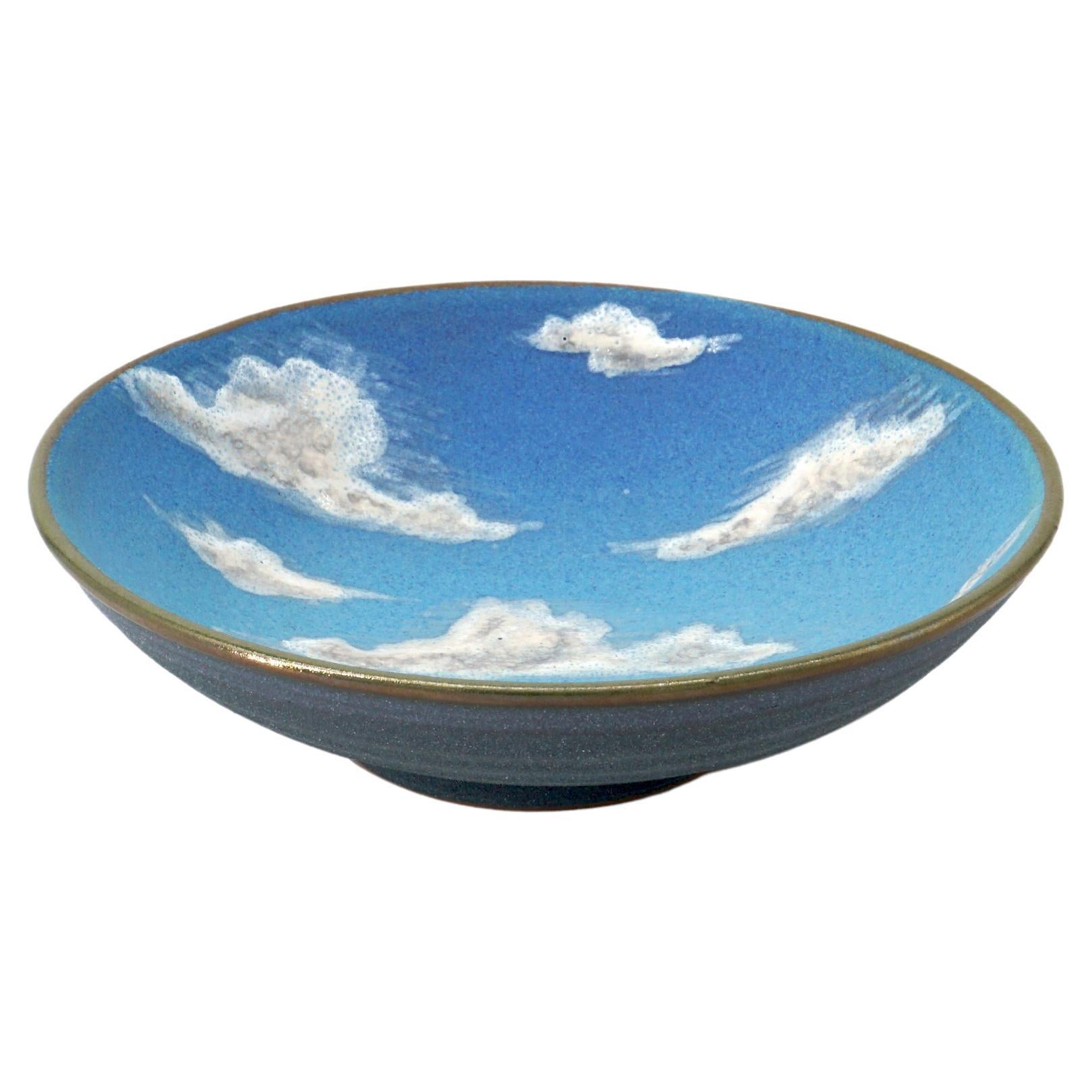 Sky Small Ceramic Bowl Hand Painted Glazed Majolica Italian Contemporary