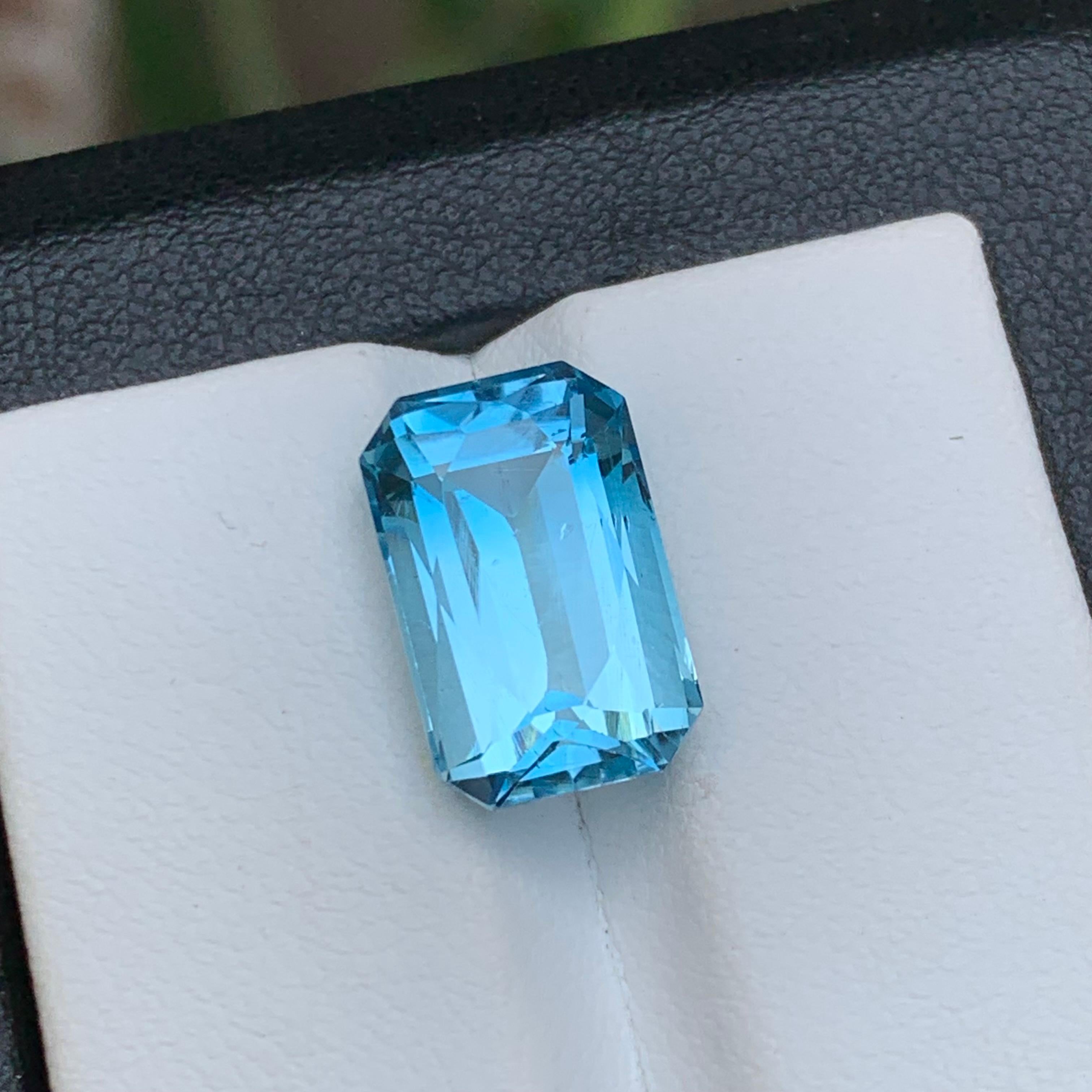 Sky Swiss Blue Natural Topaz Ring, Pendant Gemstone 8.15 Ct Scissors Cut-Jewelry For Sale 4