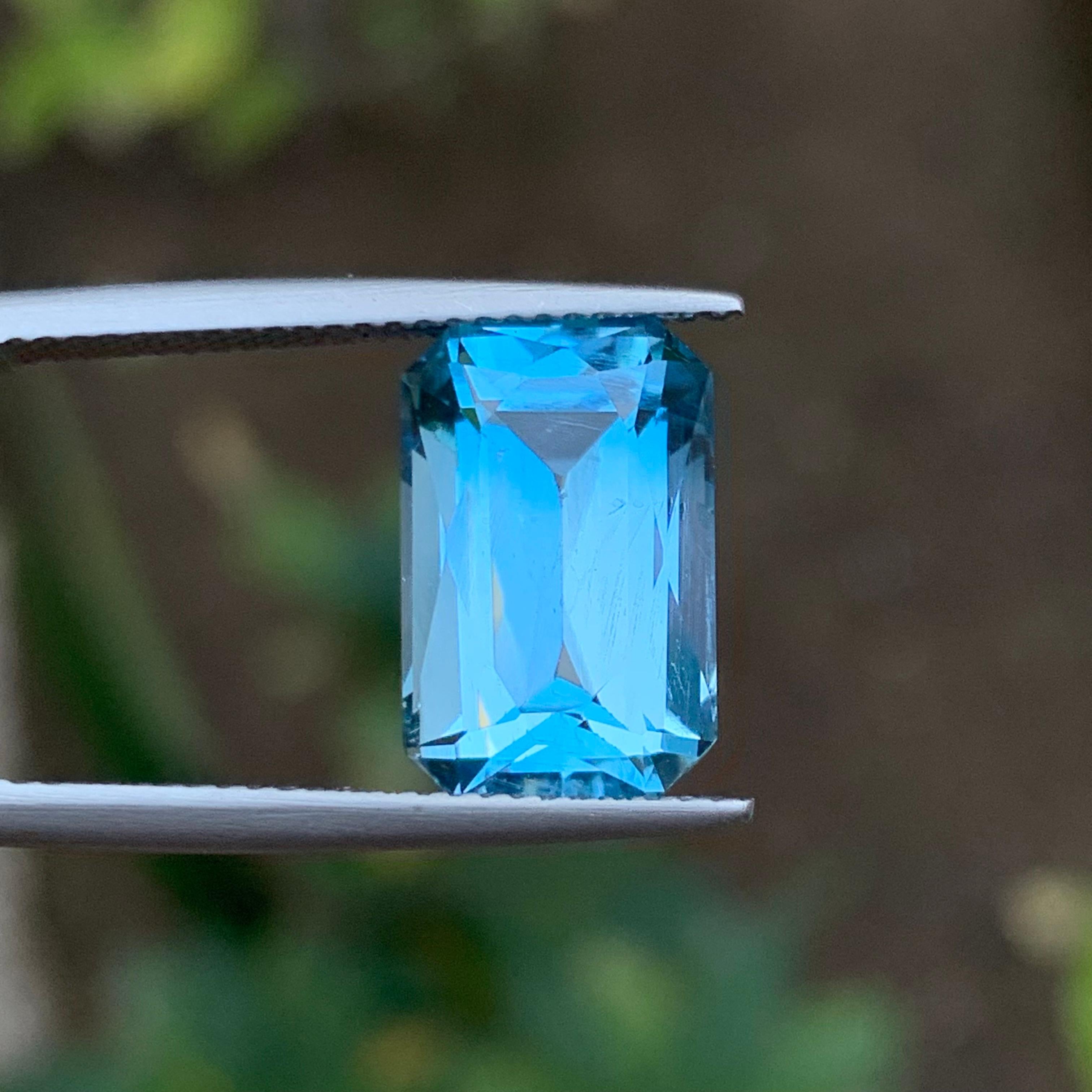 Women's or Men's Sky Swiss Blue Natural Topaz Ring, Pendant Gemstone 8.15 Ct Scissors Cut-Jewelry For Sale