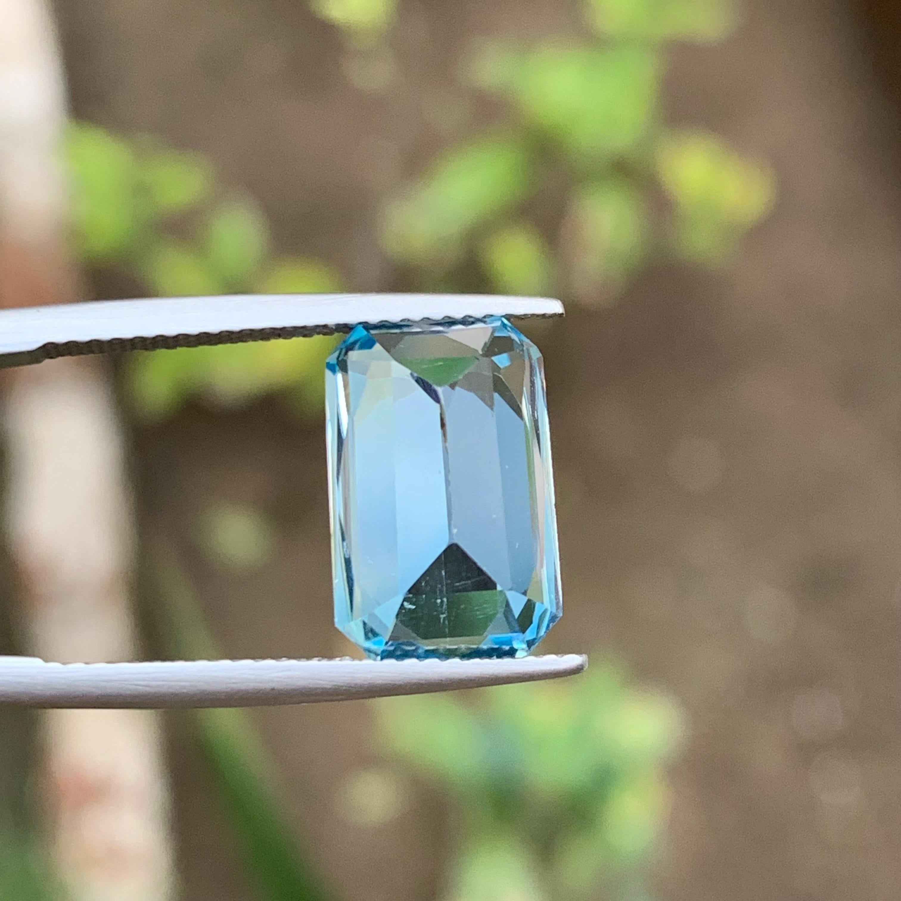 Sky Swiss Blue Natural Topaz Ring, Pendant Gemstone 8.15 Ct Scissors Cut-Jewelry For Sale 1