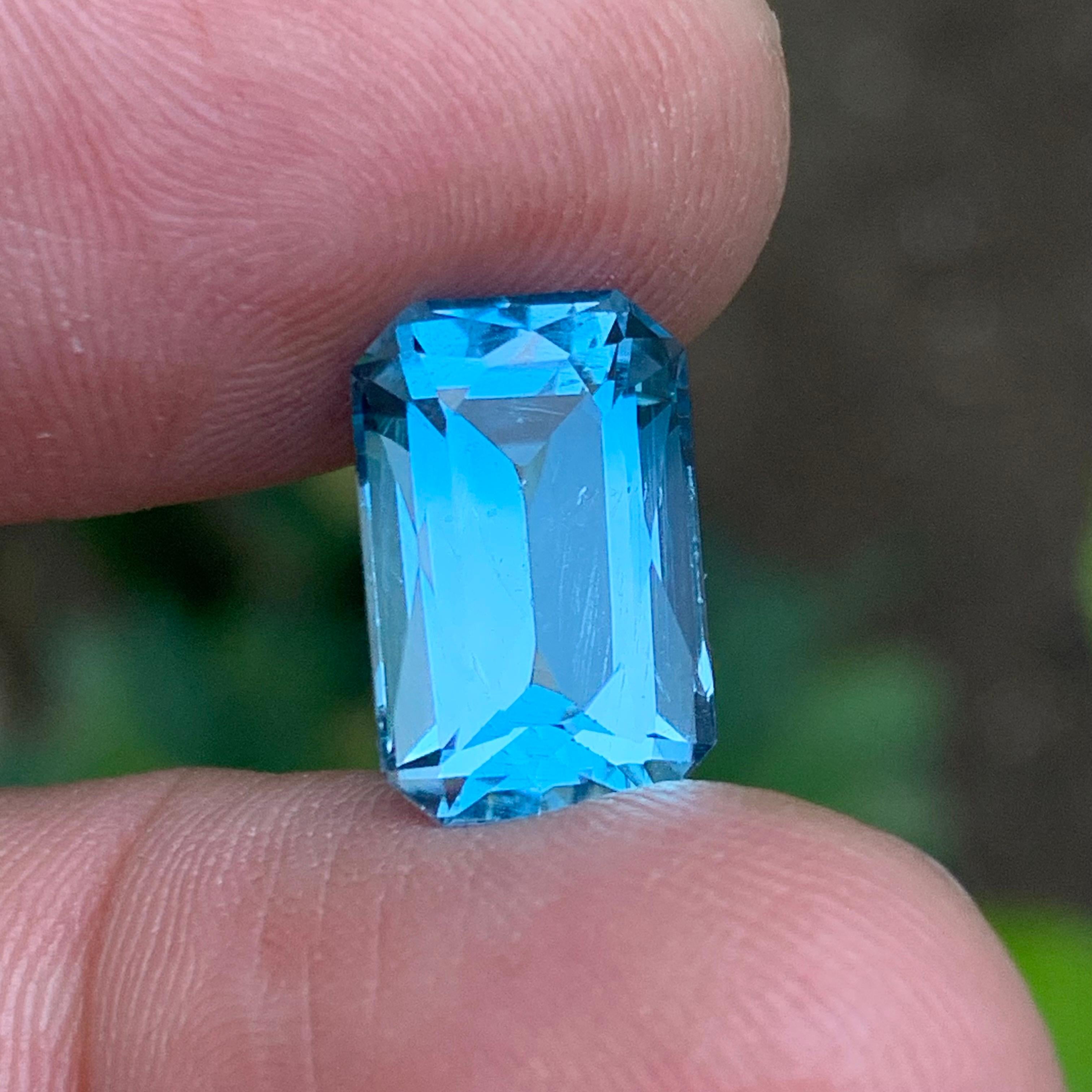 Sky Swiss Blue Natural Topaz Ring, Pendant Gemstone 8.15 Ct Scissors Cut-Jewelry For Sale 3