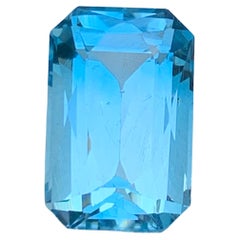 Bague de taille ciseaux, pendentif et pierre précieuse, topaze naturelle bleu ciel suisse de 8,15 carats