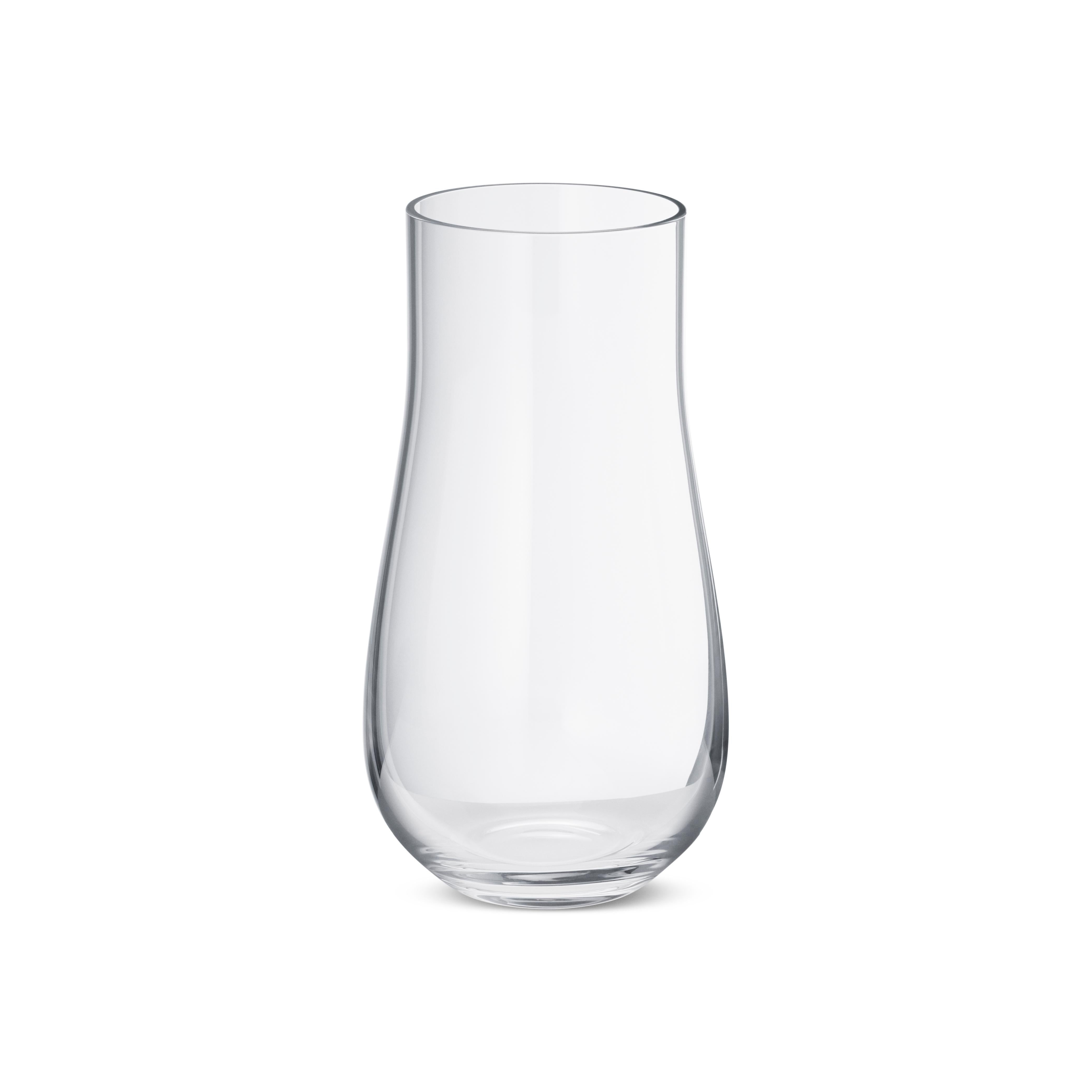 The ergonomic and sculptural shape of these lead-free crystal tall tumblers not only make them a beautiful contemporary addition to the dining table or home bar, they also make the glasses comfortable and easy to hold. Use for long drinks or water