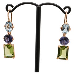 Orecchini Sky Topazio Iolite Peridoto Oro Rosa 18 Carati