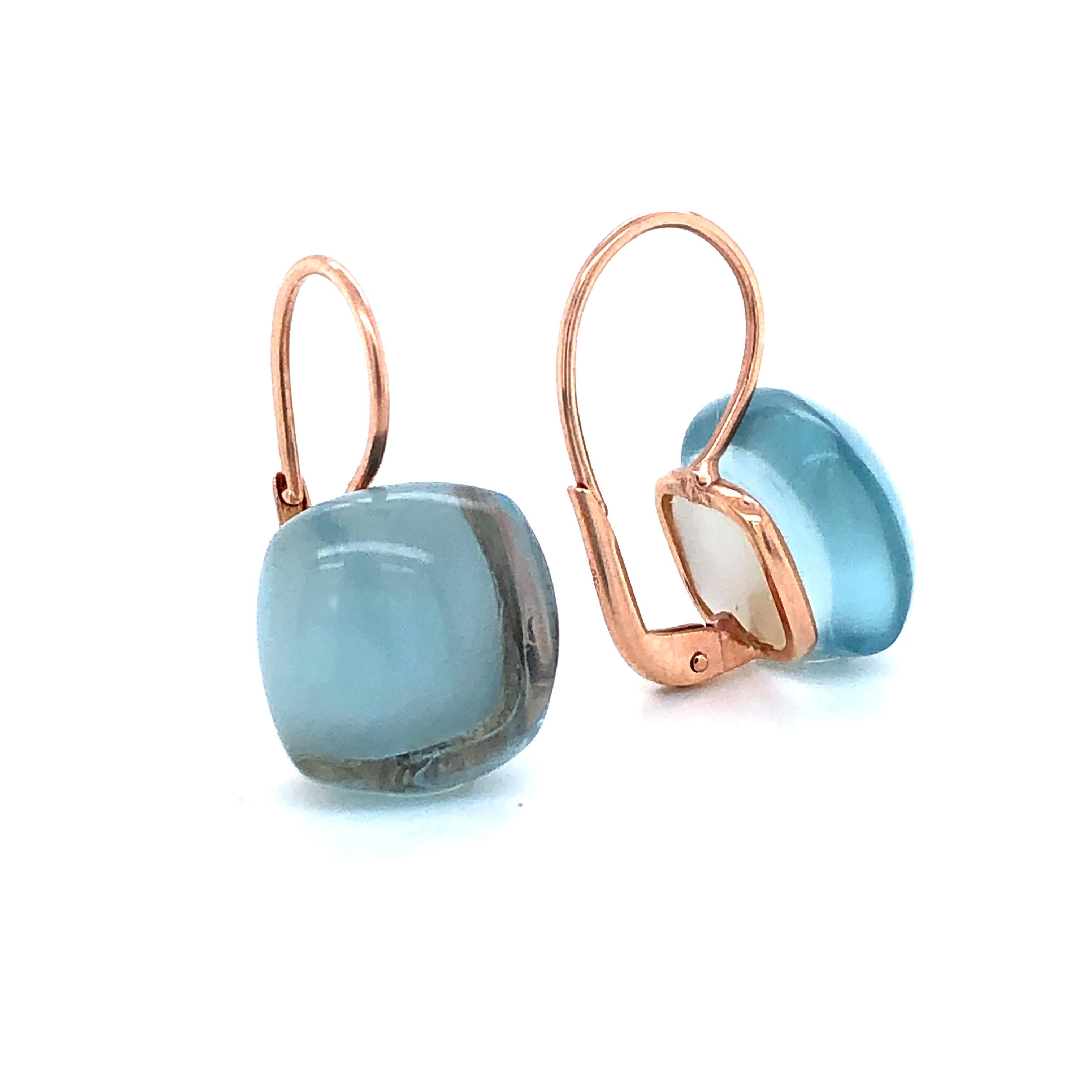 Sky Topaz London on Rose Gold 18 Karat Drop Earrings In New Condition In Vannes, FR