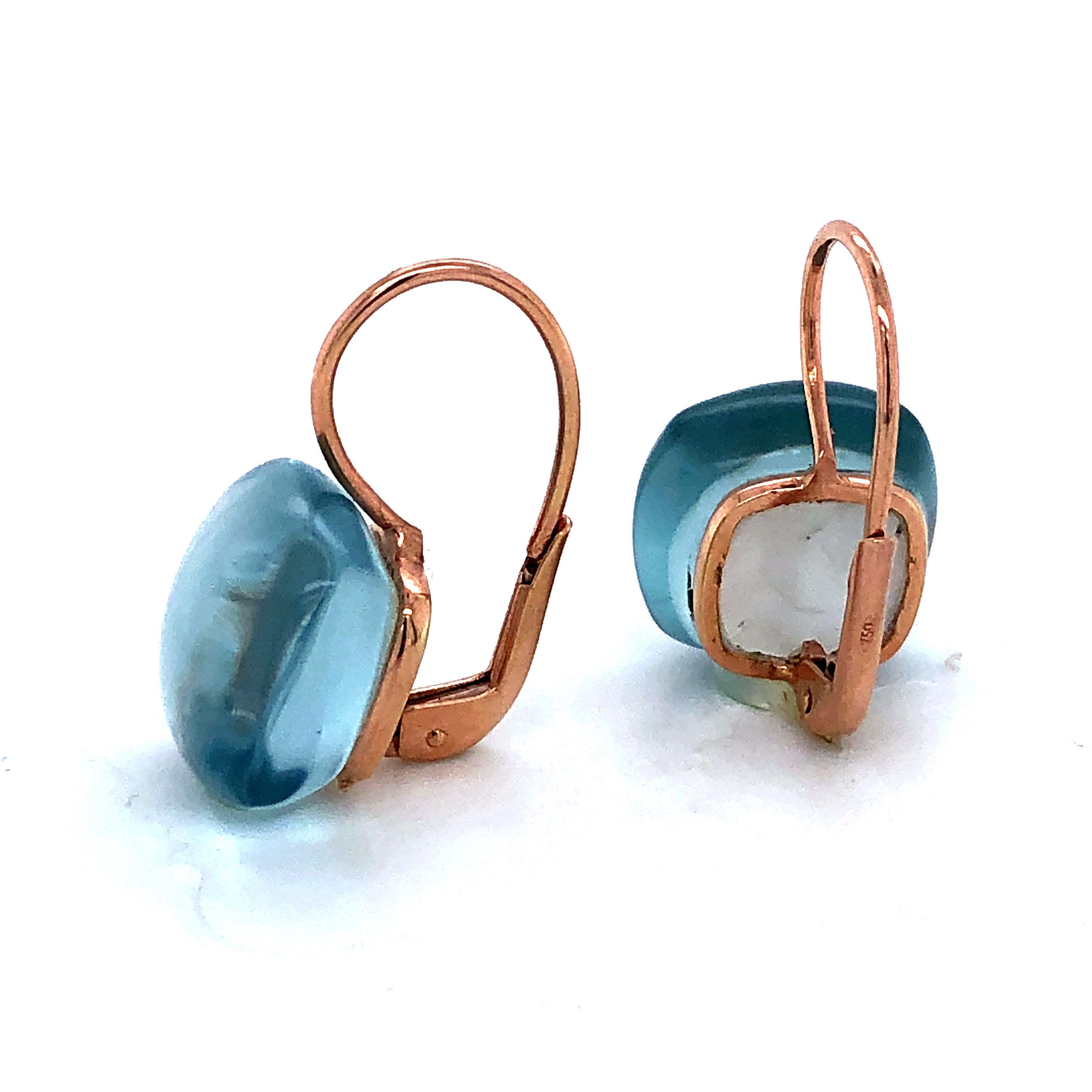 Women's Sky Topaz London on Rose Gold 18 Karat Drop Earrings