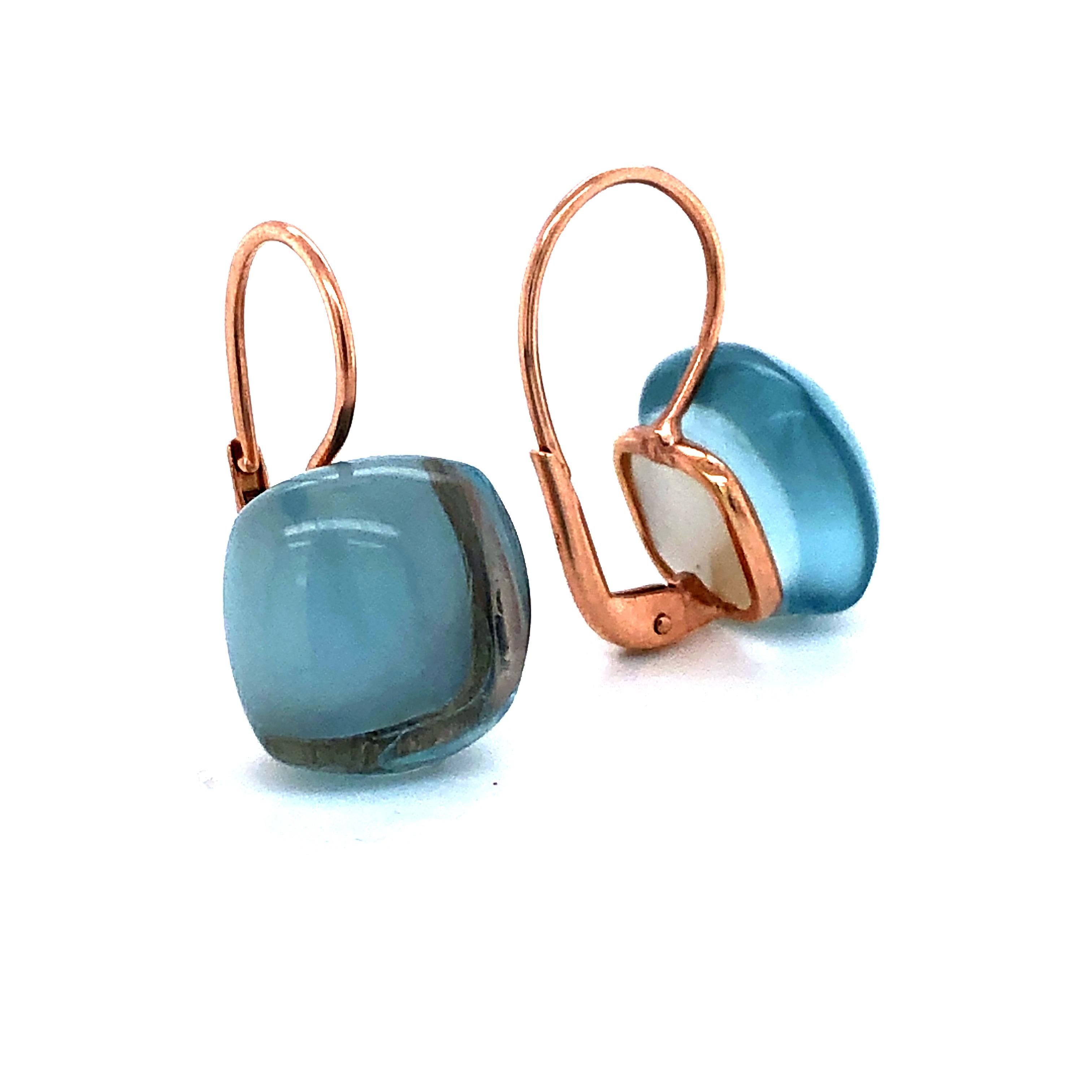 Sky Topaz London on Rose Gold 18 Karat Drop Earrings 2