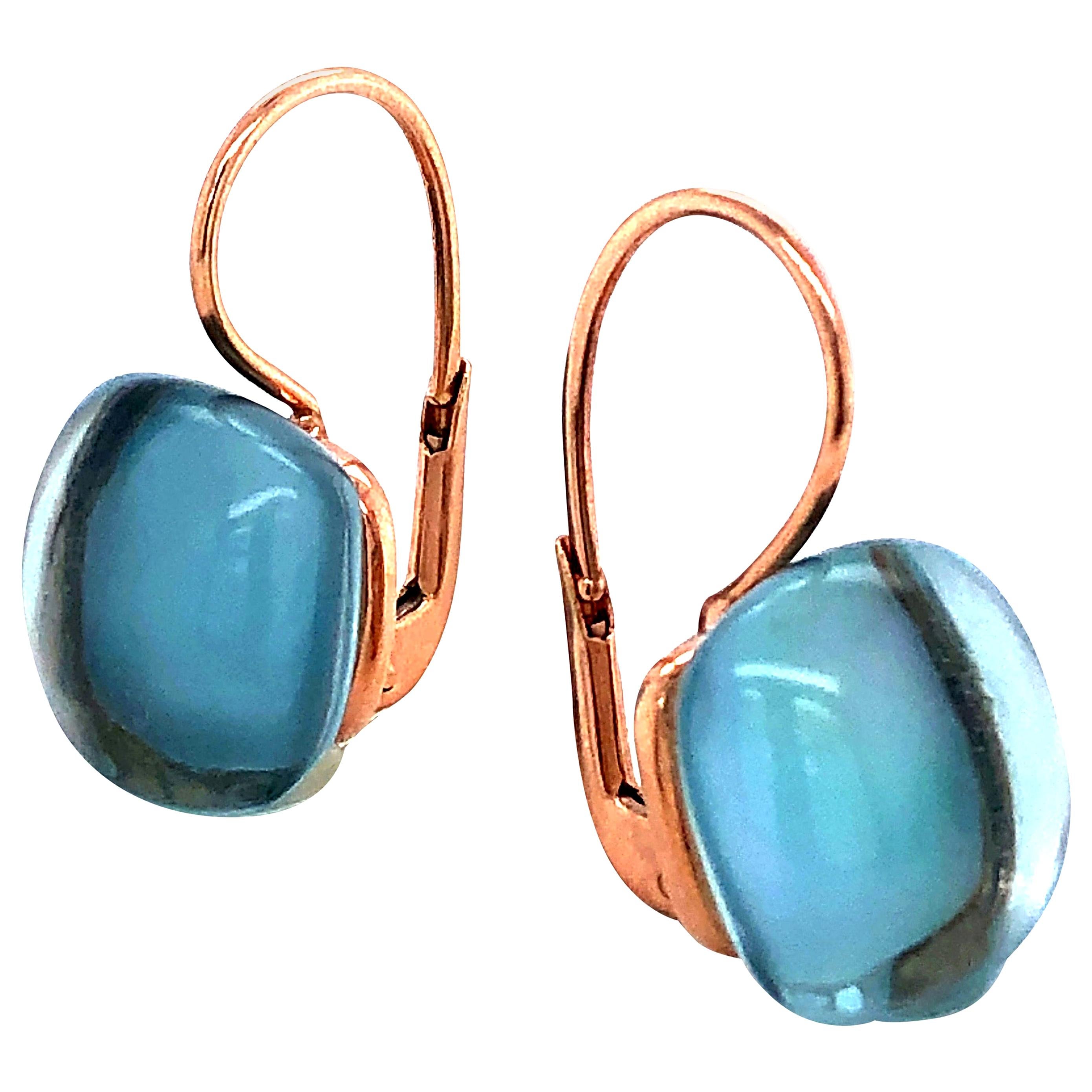 Sky Topaz London on Rose Gold 18 Karat Drop Earrings