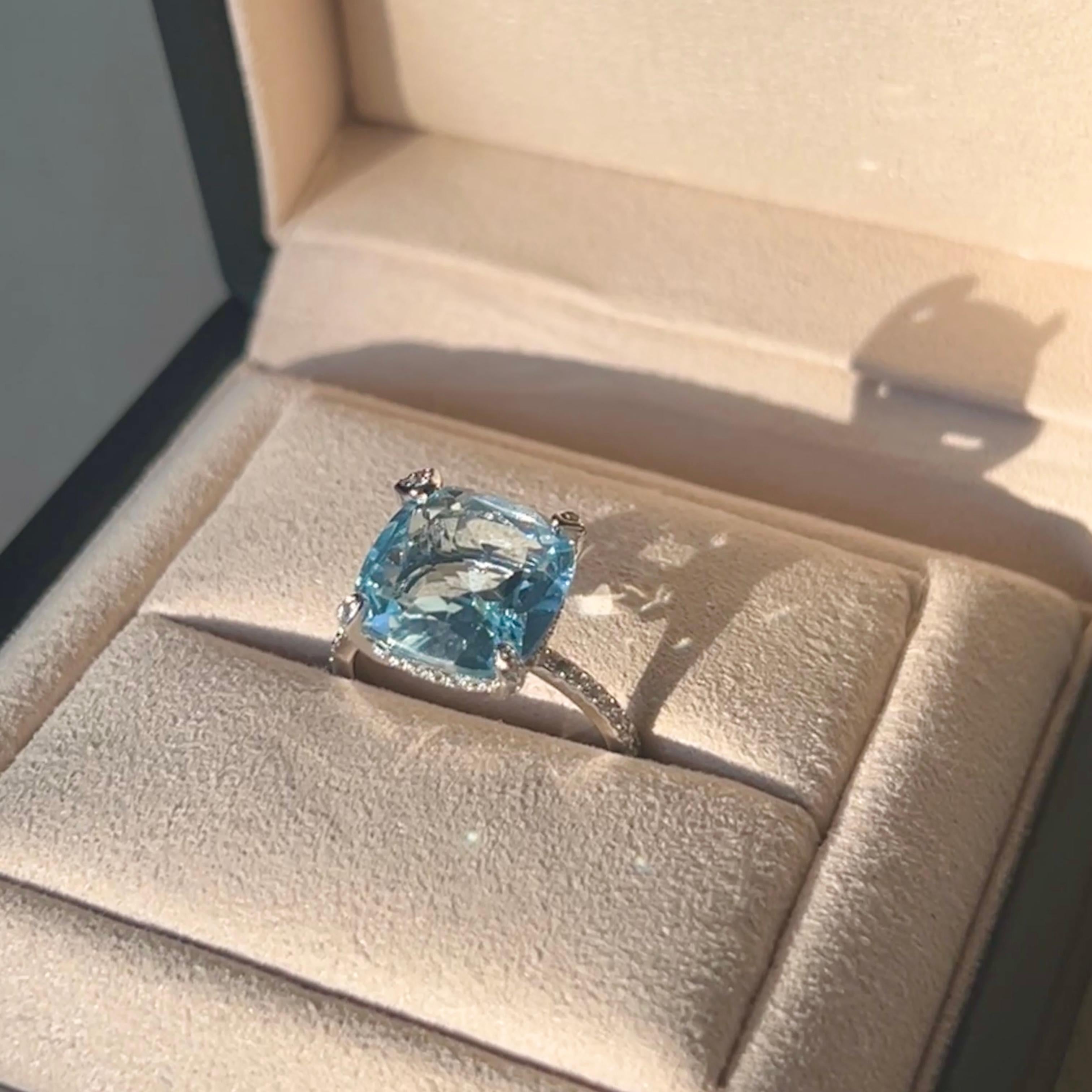 Anillo Topacio Cielo Corte cuadrado en venta