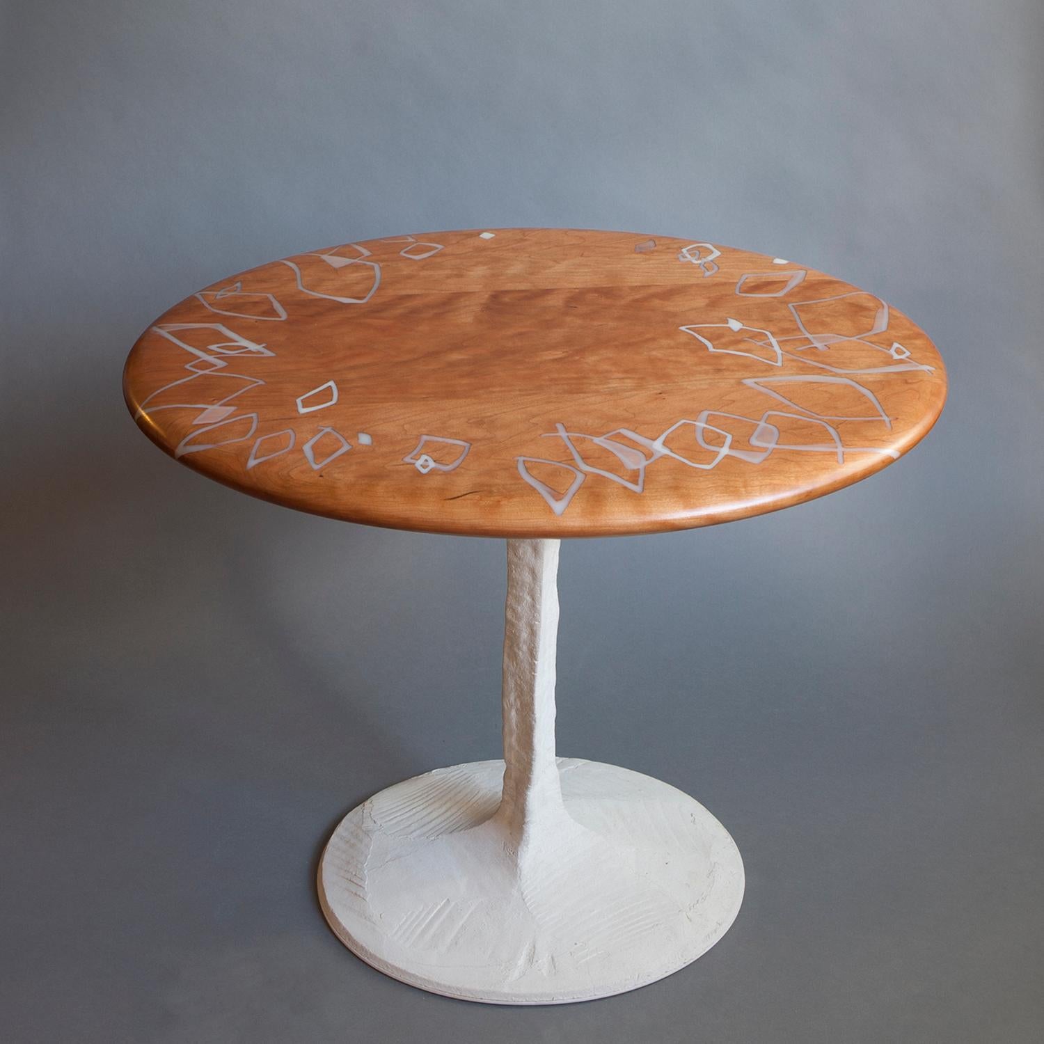 American Sky with Diamonds Side Table in Cherry with Concrete Pedestal Base - IN STOCK For Sale