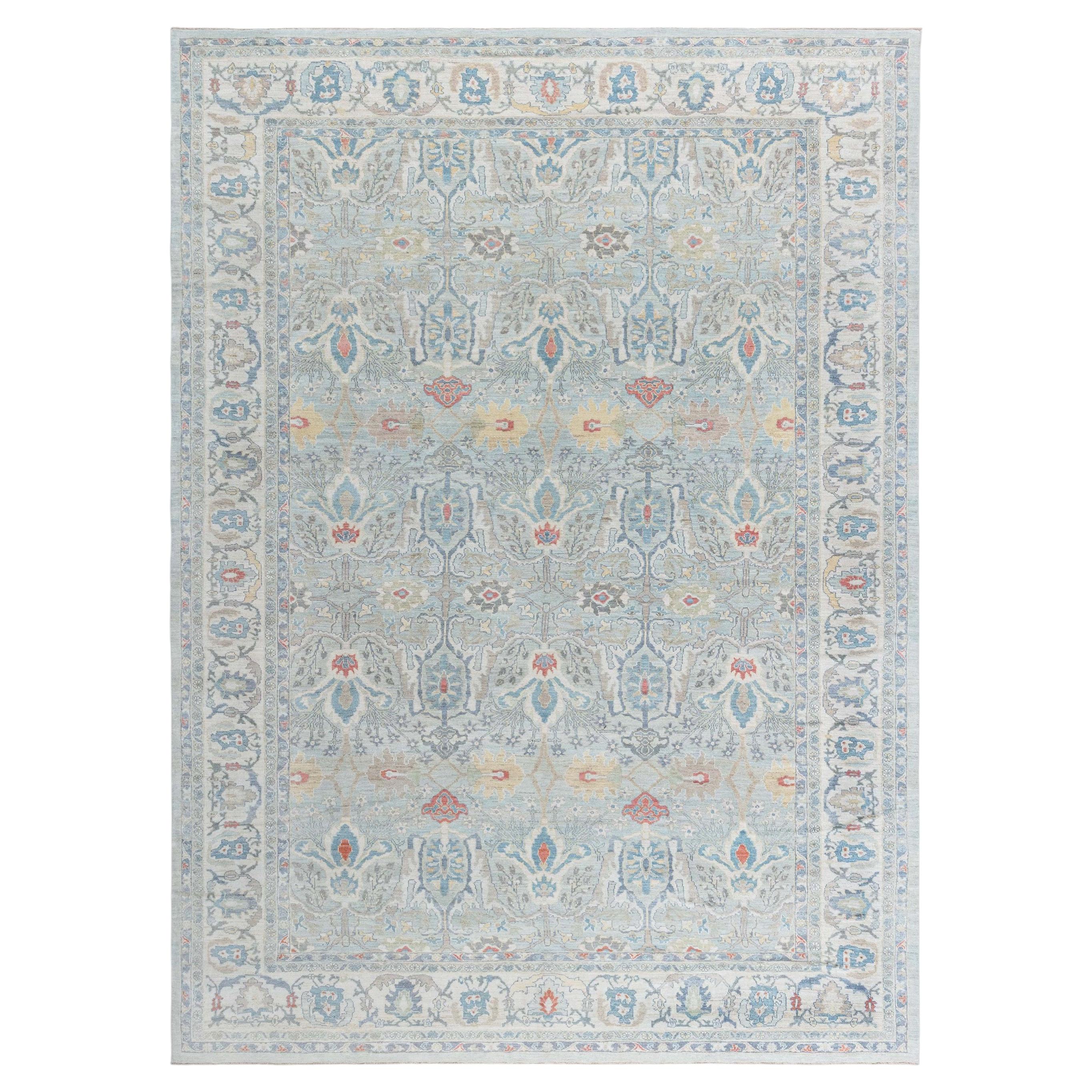 "Skyblush" Contemporary Traditional Arabesque Gray Carpet by Doris Leslie Blau