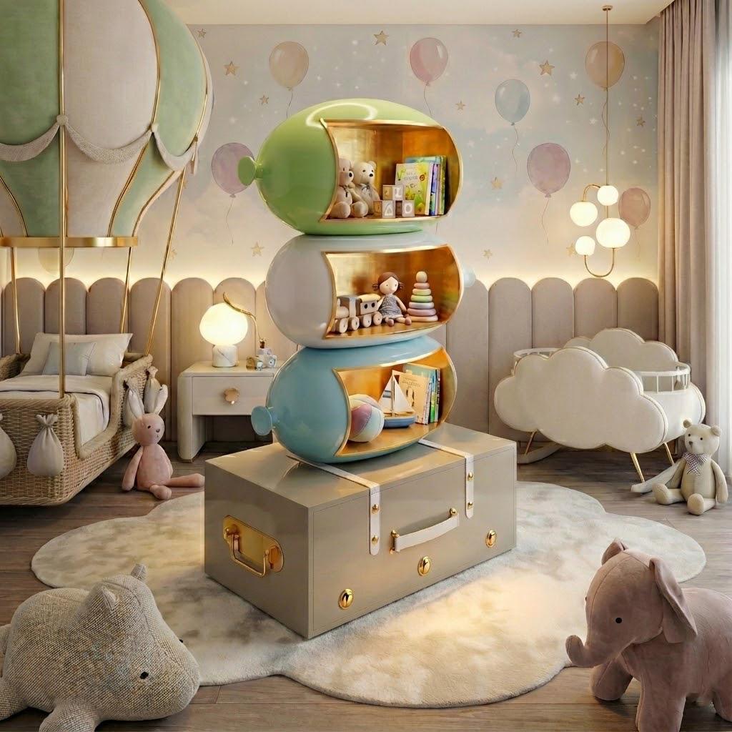 Skybound Bookcase by MAGILORE - Rangement fantaisiste inspiré des montgolfières Neuf - En vente à Vila Nova de Famalicão, PT