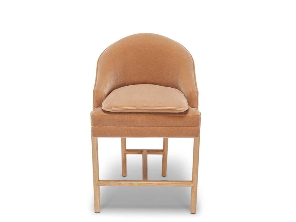 The Skye Barstool features a sculptural silhouette and inspired upholstery details.

The DISC Interiors x LF six-piece capsule collection pulls design inspiration from the romance of cross-continental train travel, and the sculptural designs of