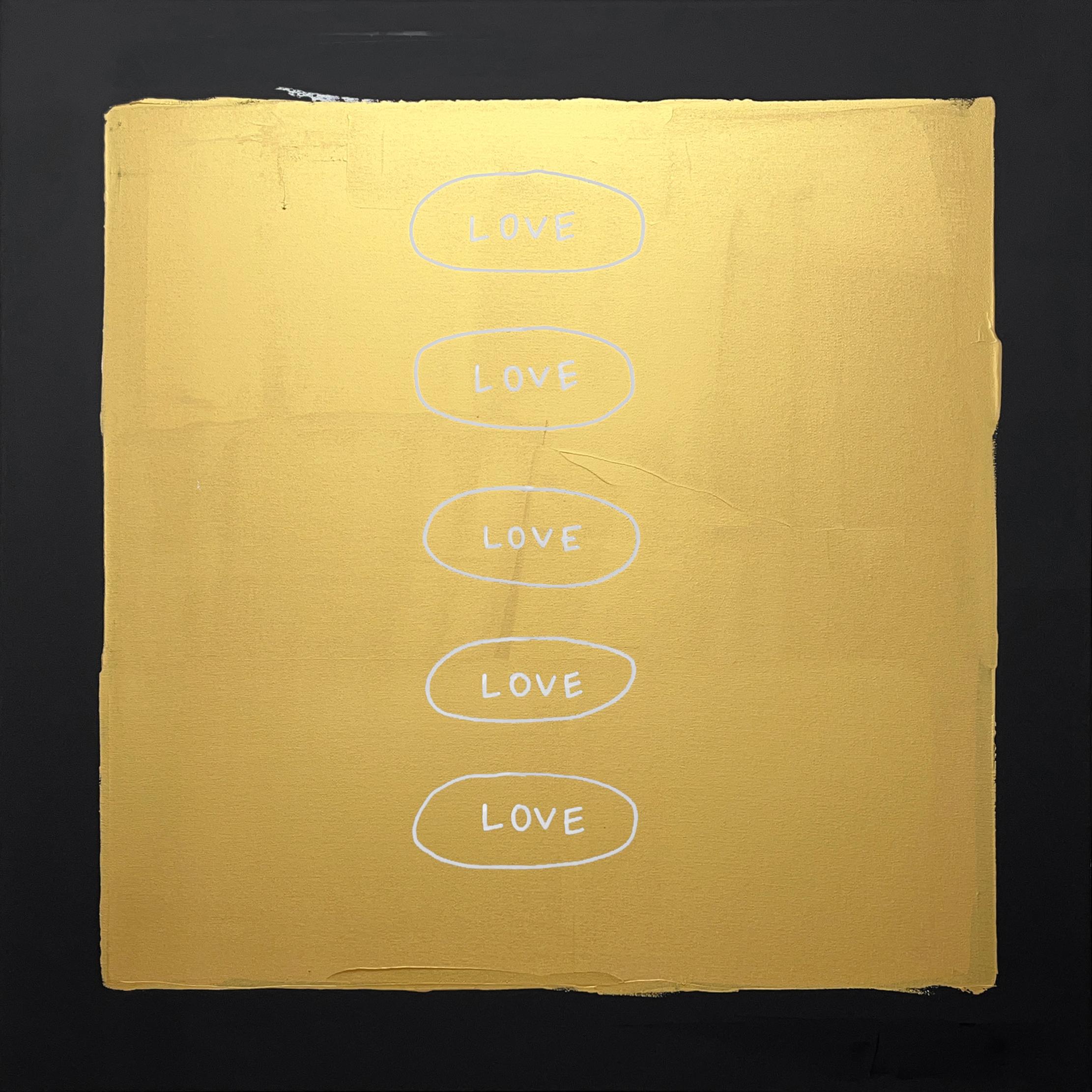 Love, Love, Love (Gold) - Painting by Skye Brothers