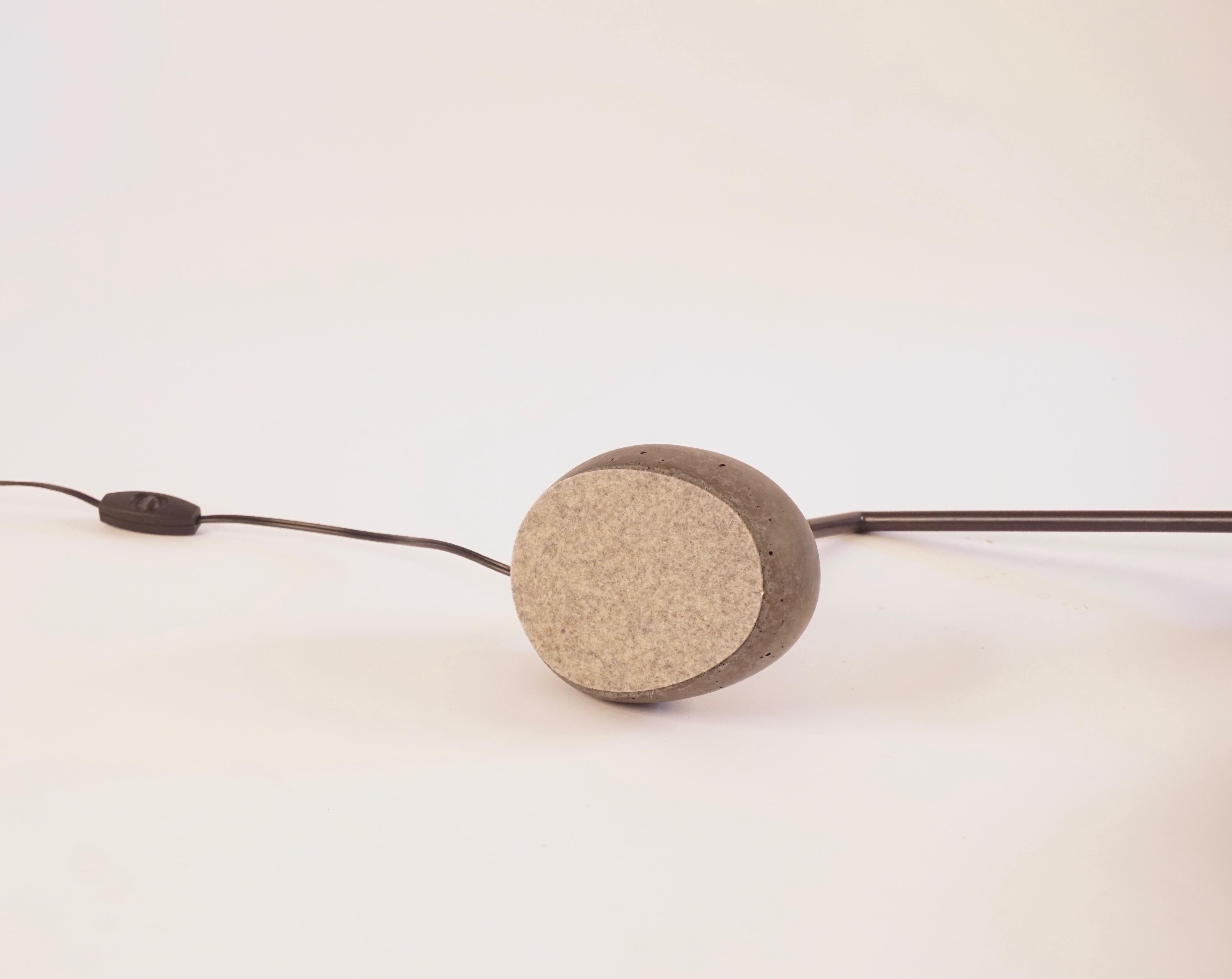 Skye Desk Lamp Small, with Spun Bronze Shade and Stone Shaped Cement Base In New Condition In Bangall, NY
